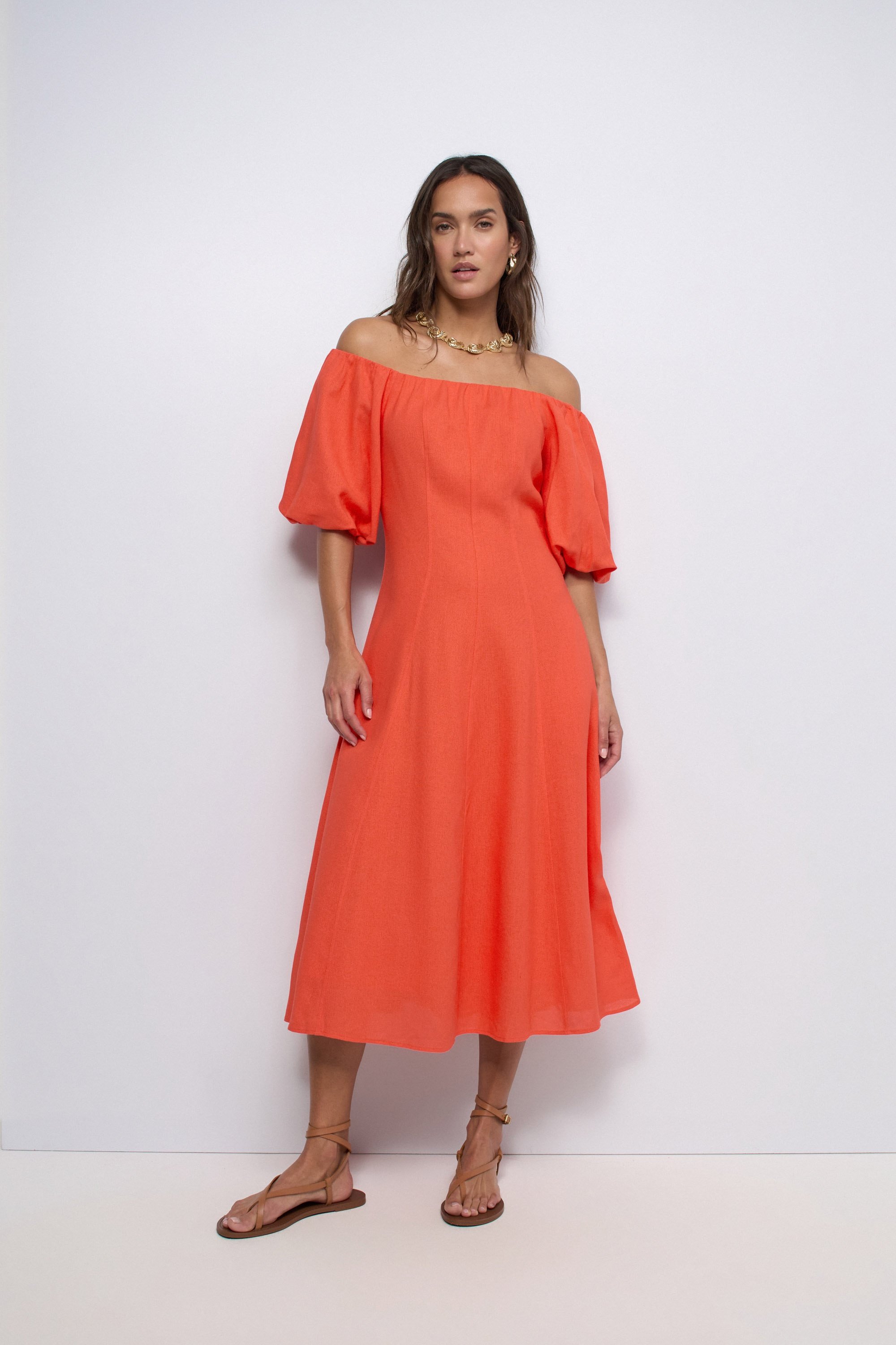 ROBE MIDI AVEC LIN, SALSA JEANS
