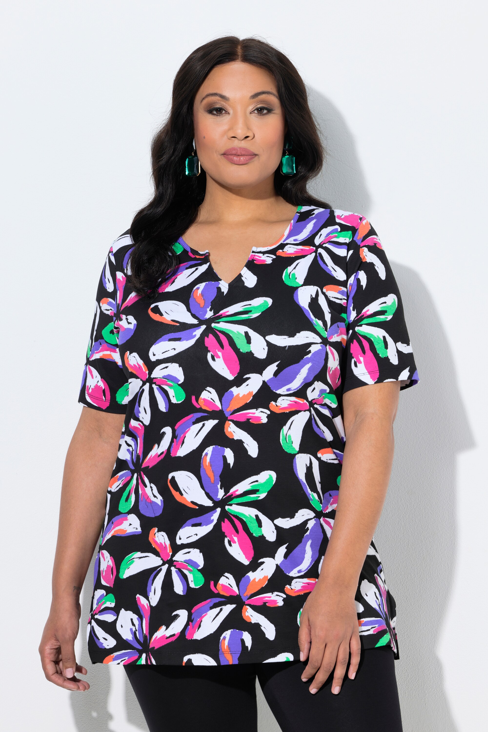 T-shirt long motif à fleurs, ULLA POPKEN