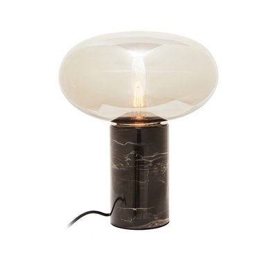 38cm Oval Glass Shade Table Lamp with Black Marble Base SO'HOME