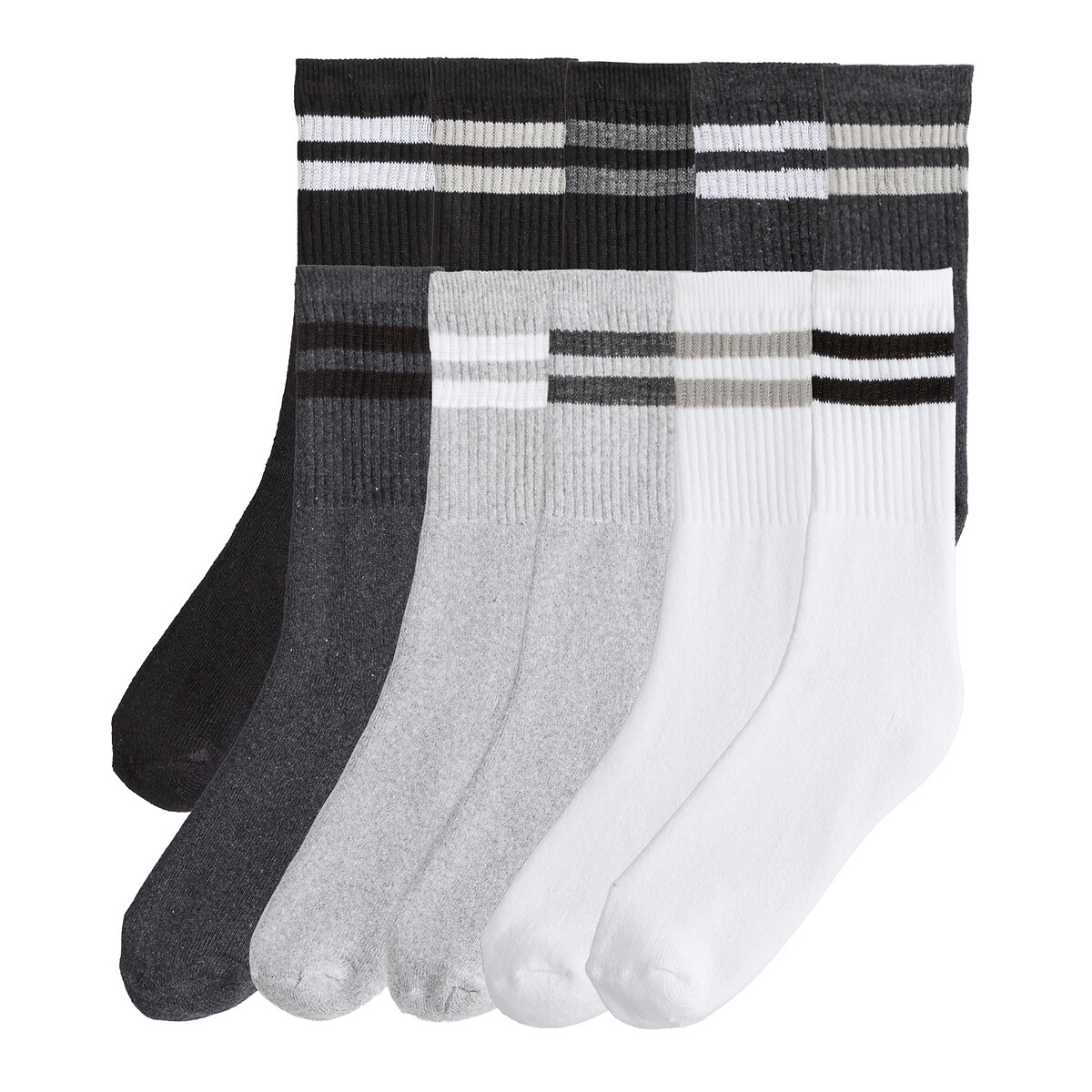 Pack of 10 Pairs of Sports Socks in Cotton Mix