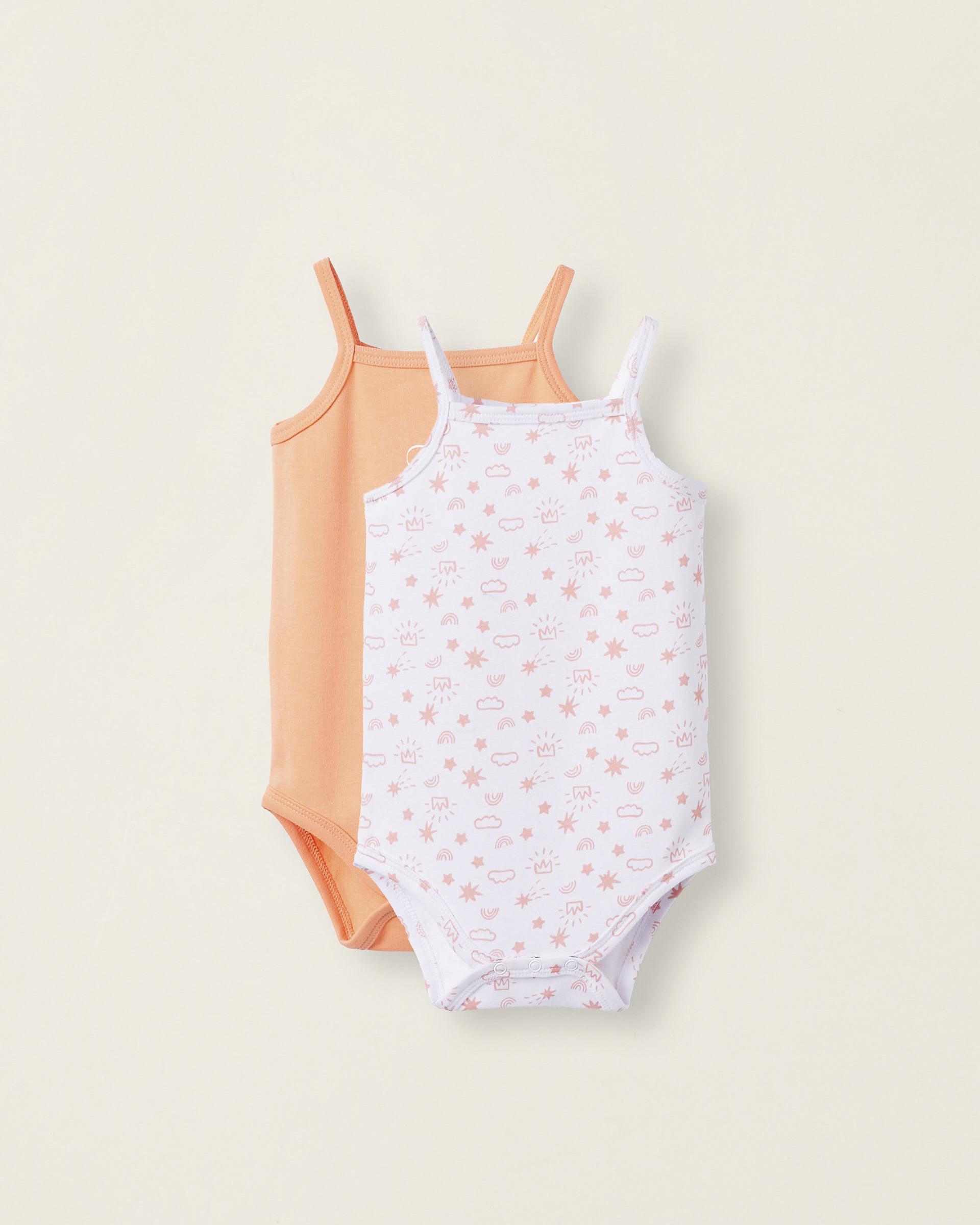 VERTBAUDET Lot De 5 Bodies à Bretelles Bébé Coton Bio – Vieux Rose, 18 Mois (81 Cm), Fines Bretelles Et Pressions Entrejambe