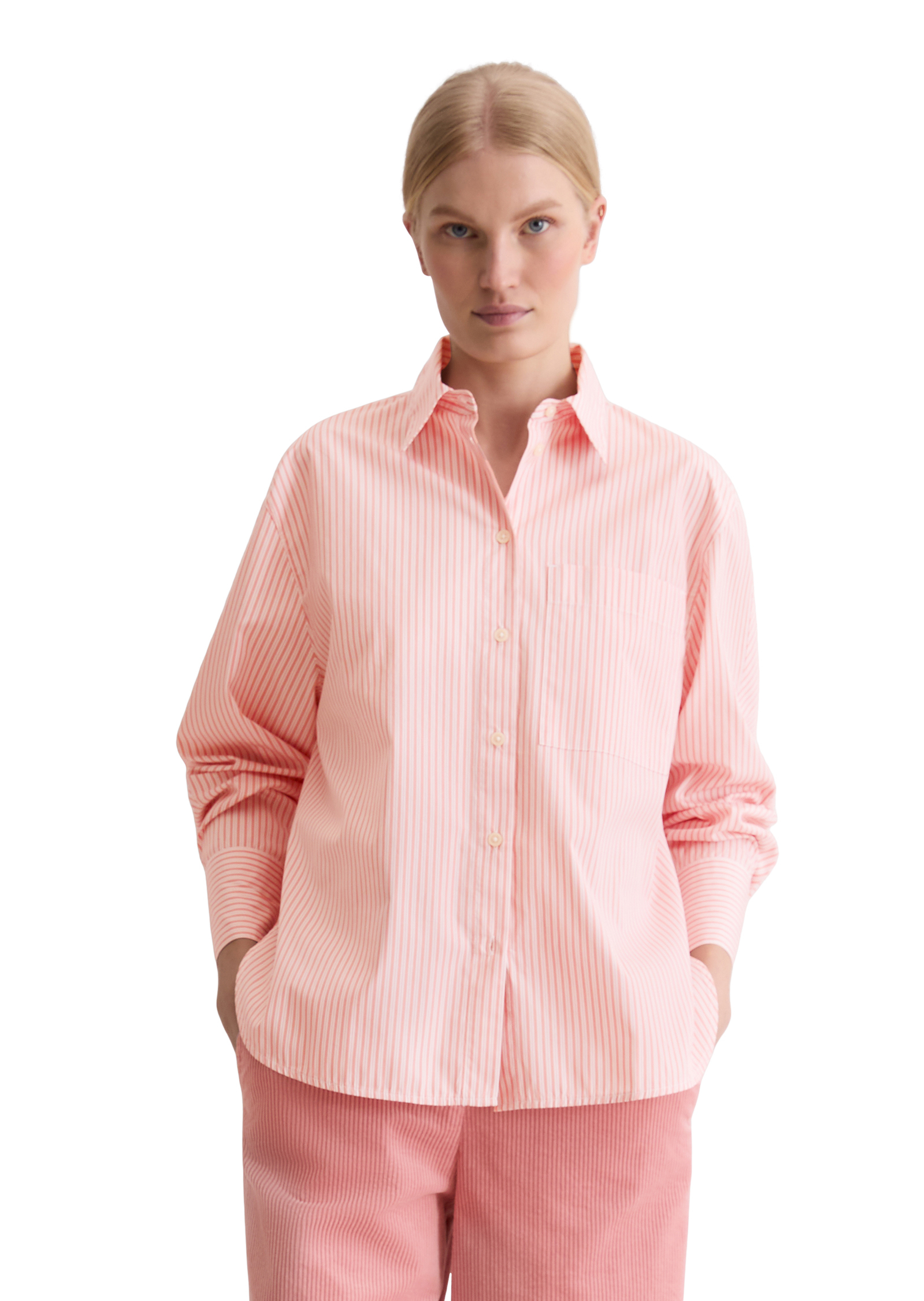 Blouse à rayures oversize en popeline de coton premium, MARC O'POLO