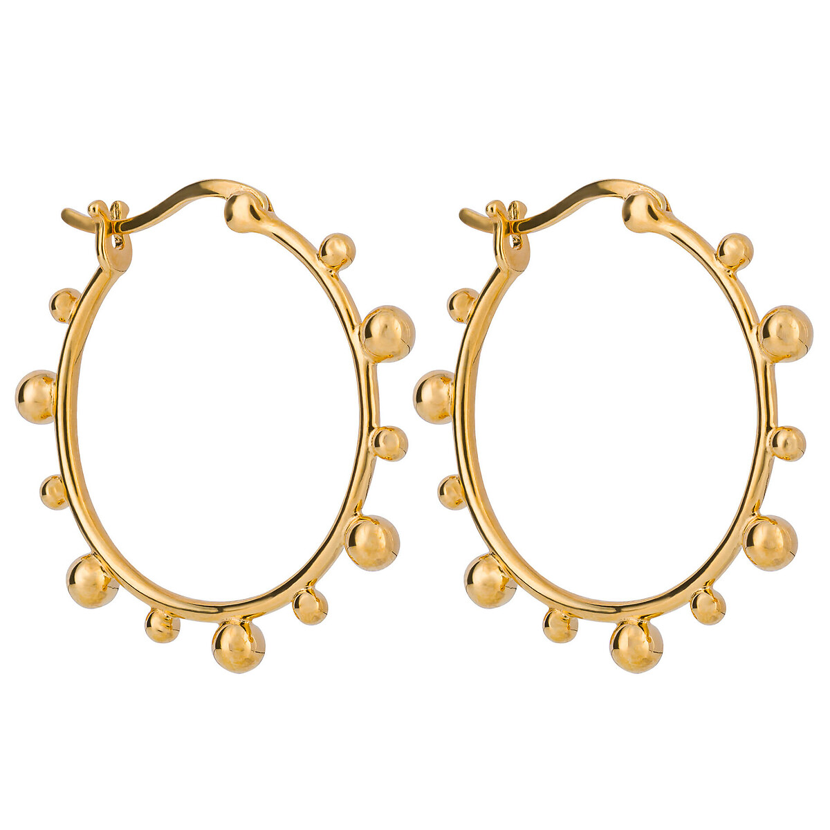 Gold plated sterling silver ball hoop earrings, silver-coloured ...