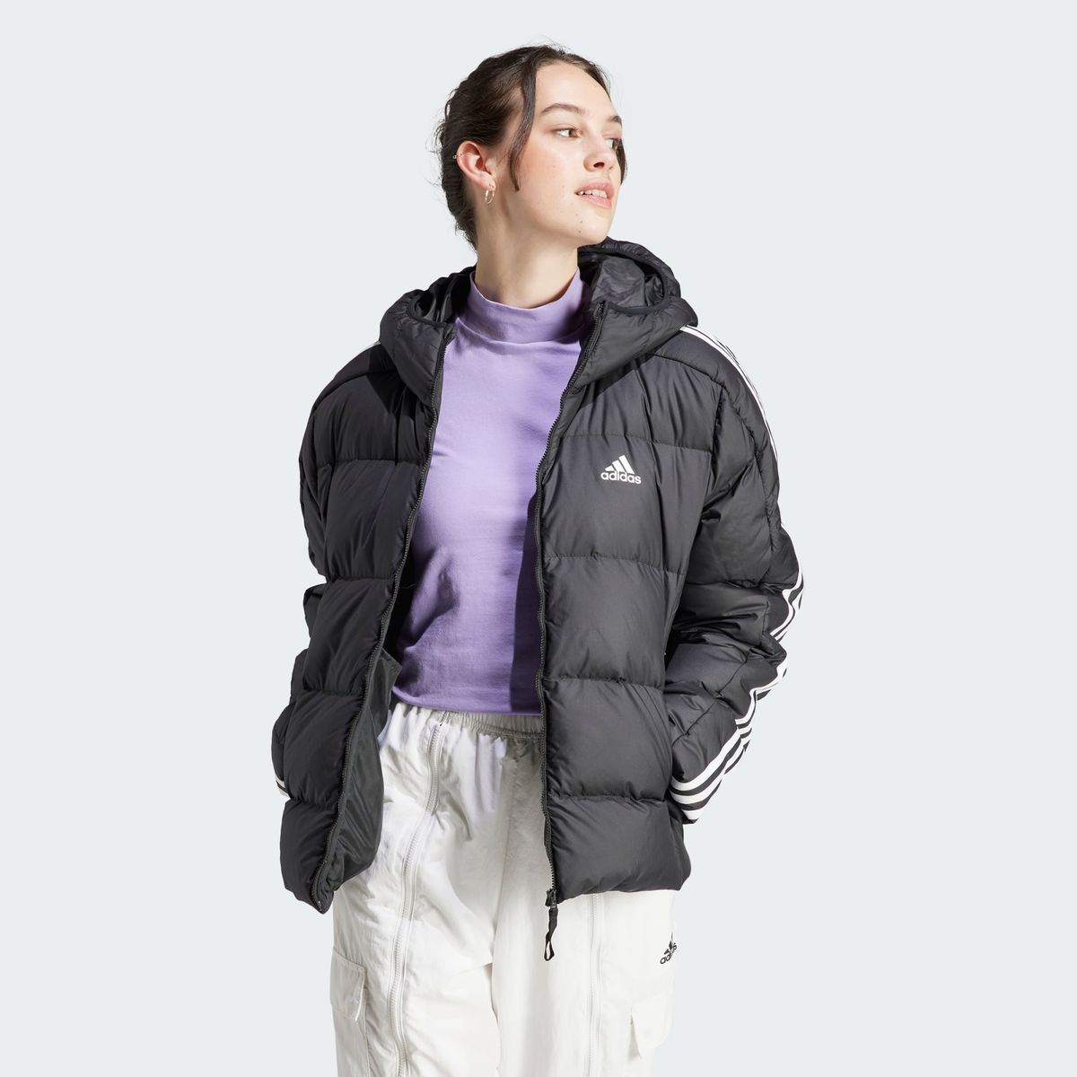 Doudoune à capuche semi-épaisse essentials 3-stripes black Adidas  Sportswear