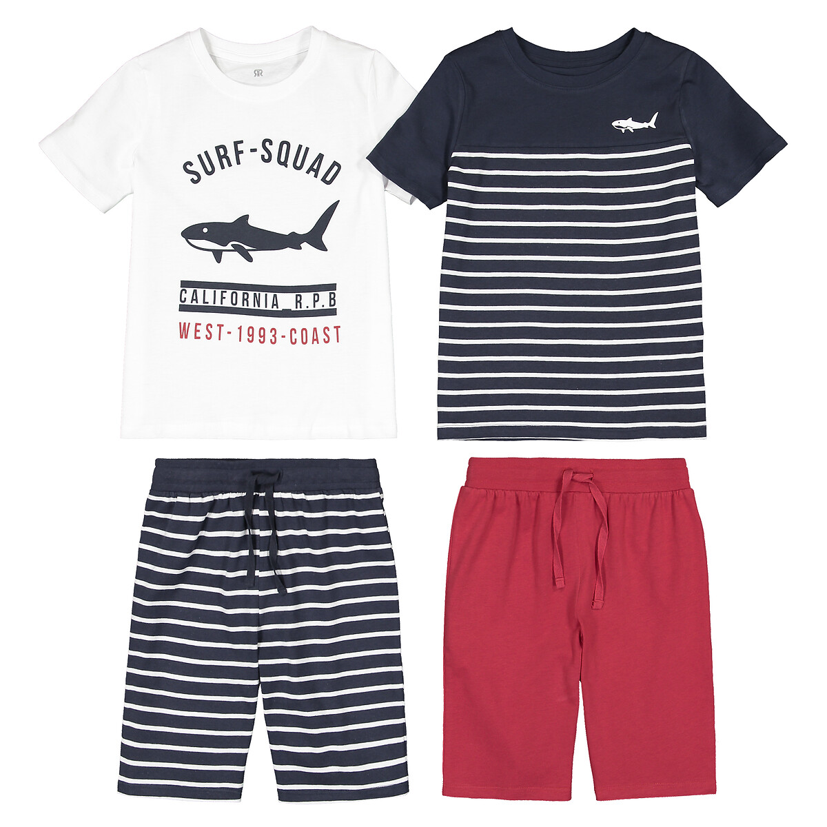 Pack of 2 Short Pyjamas in Shark Print Jersey