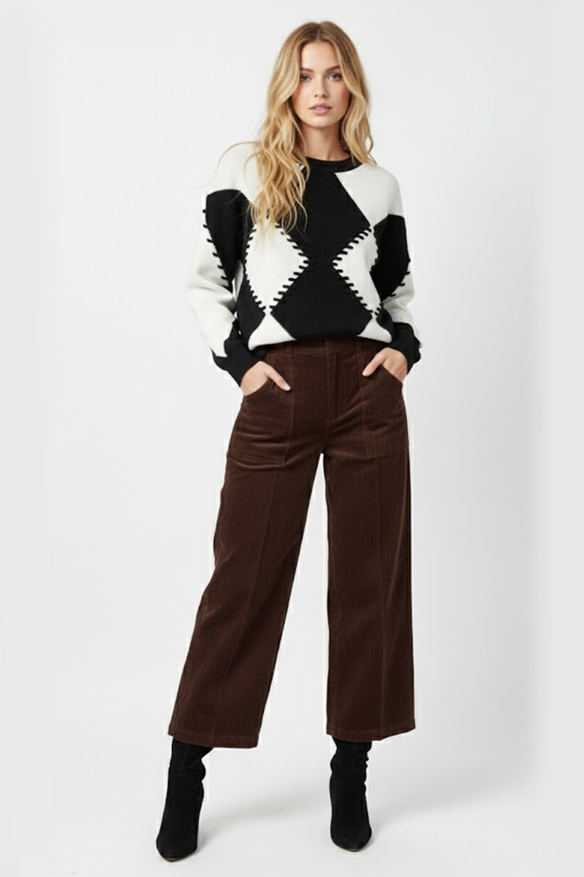 Pantalon droit en velours CINDY, DERHY