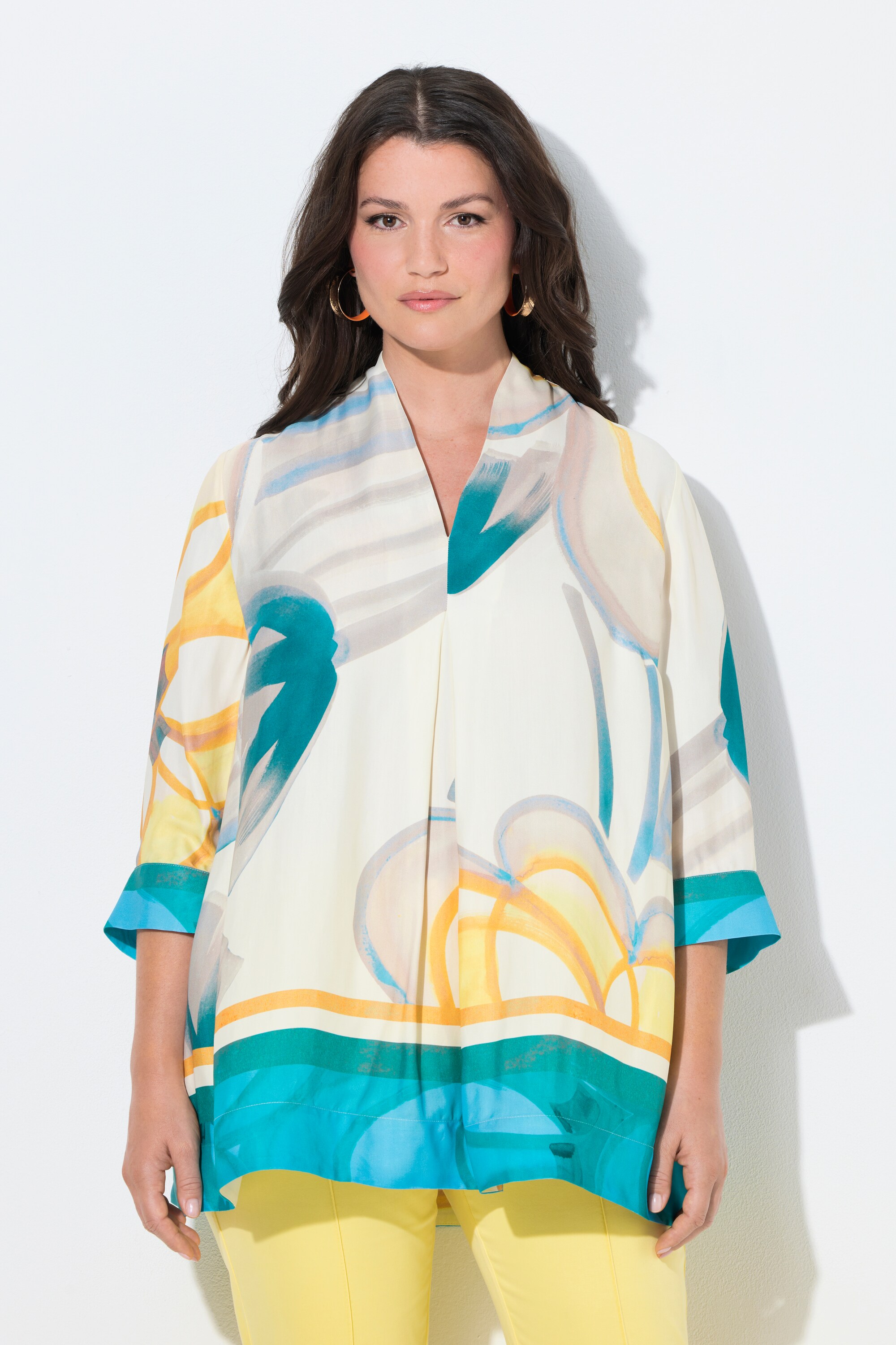 Blouse en satin, bordures contrastantes, ULLA POPKEN