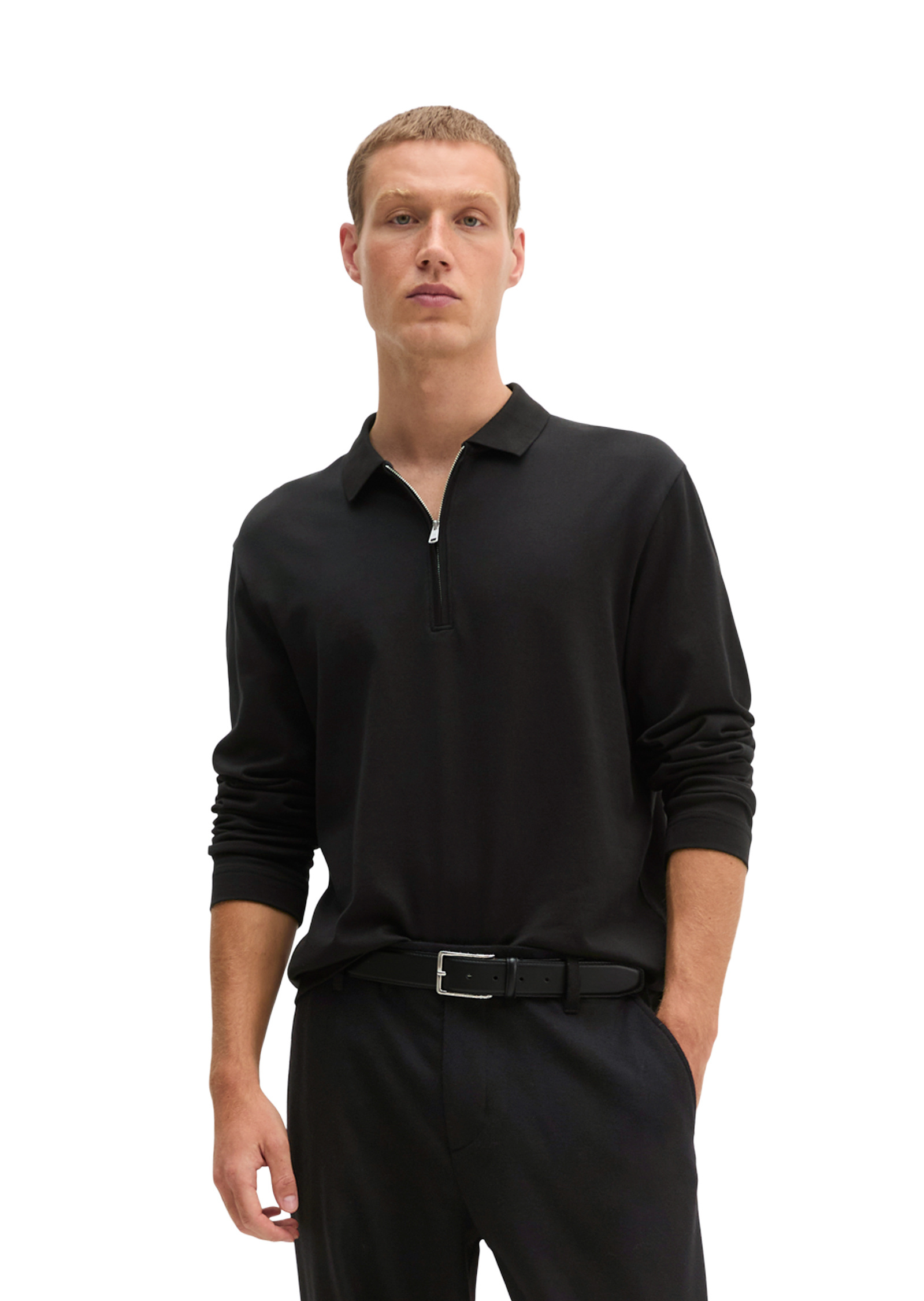 Polo à manches longues, coupe classique en jersey de coton bio tout doux, MARC O'POLO