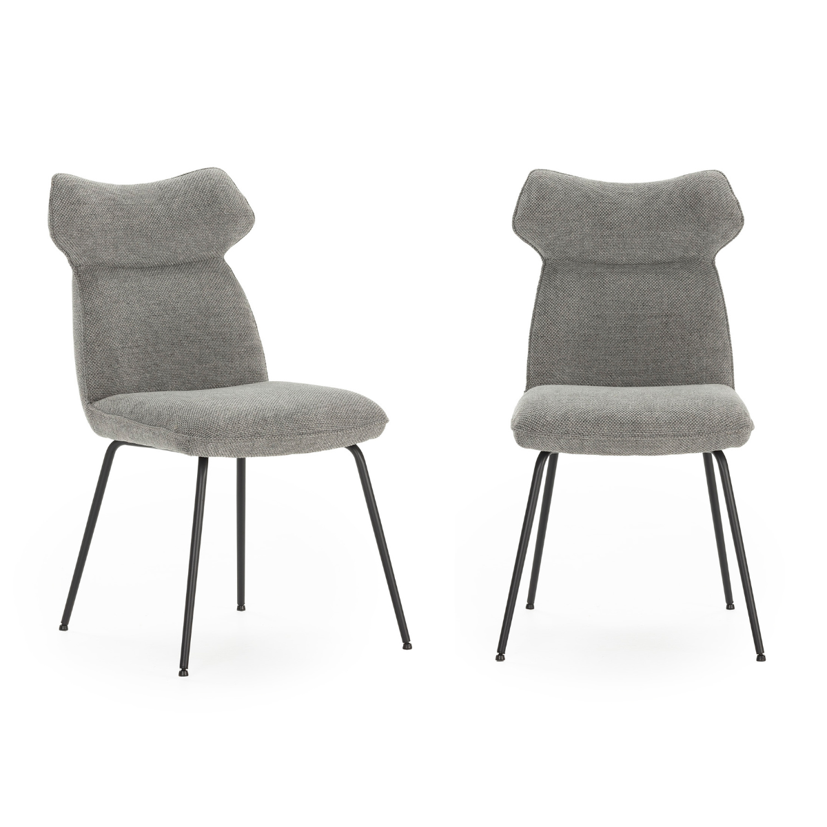 Lot de 2 chaises en tissu avec pieds en métal noir L47 cm - DARA, CALICOSY