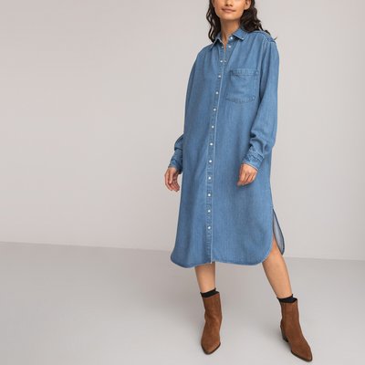 Denim Midi Shirt Dress with Long Sleeves LA REDOUTE COLLECTIONS