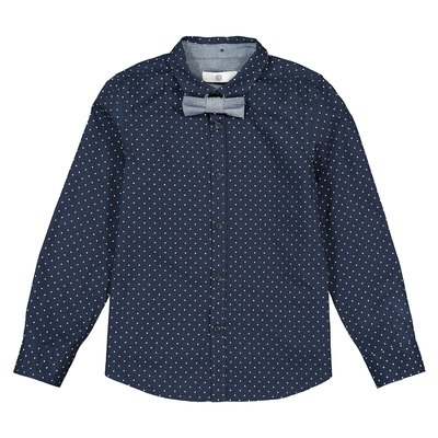 Polka Dot Cotton Shirt with Detachable Bowtie, 3-14 Years LA REDOUTE COLLECTIONS