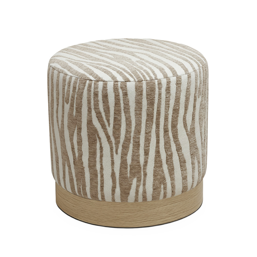 Pouf rond en tissu imprimé zèbre   40cm- WILD, DRAWER