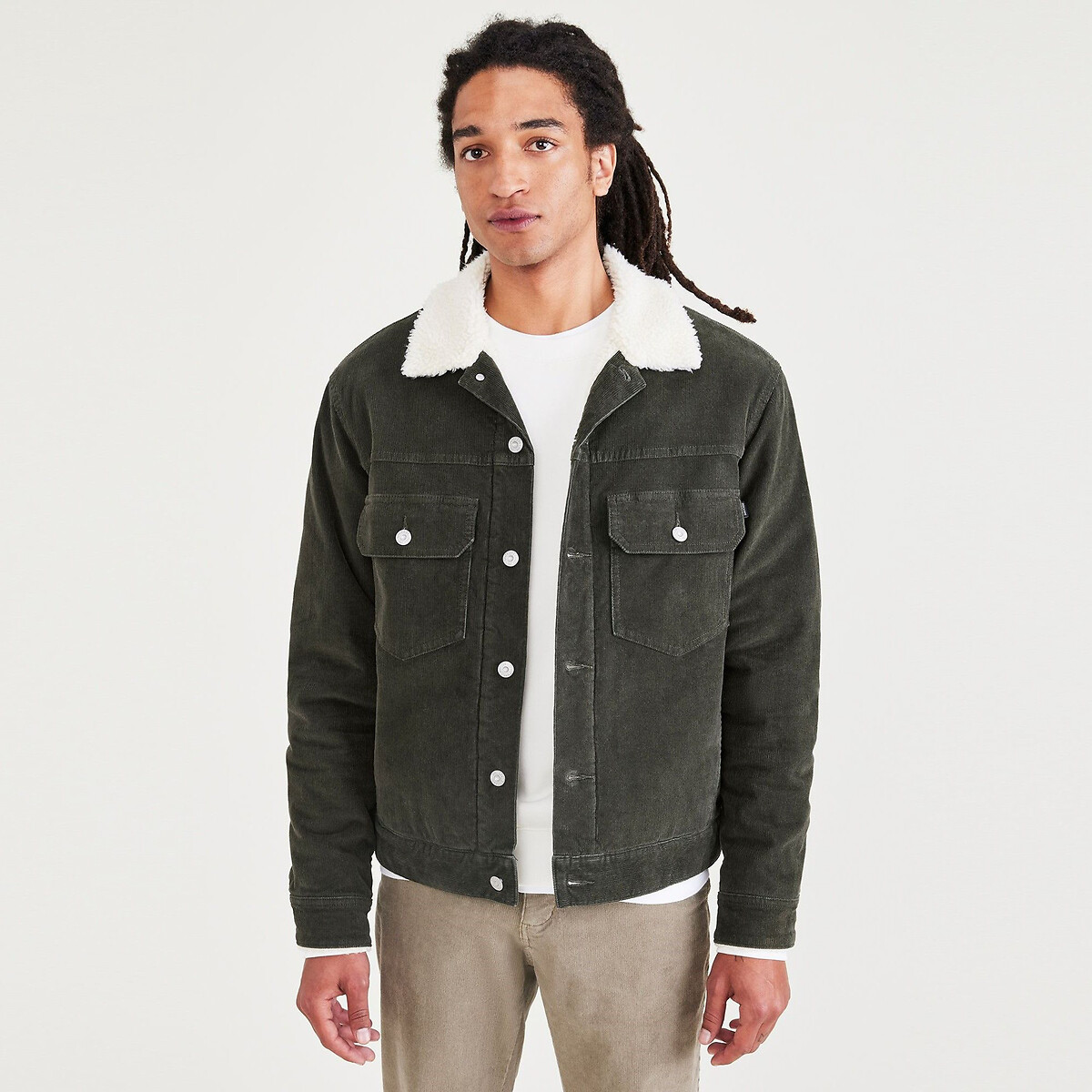 Image of Cotton Sherpa-Lined Jacket