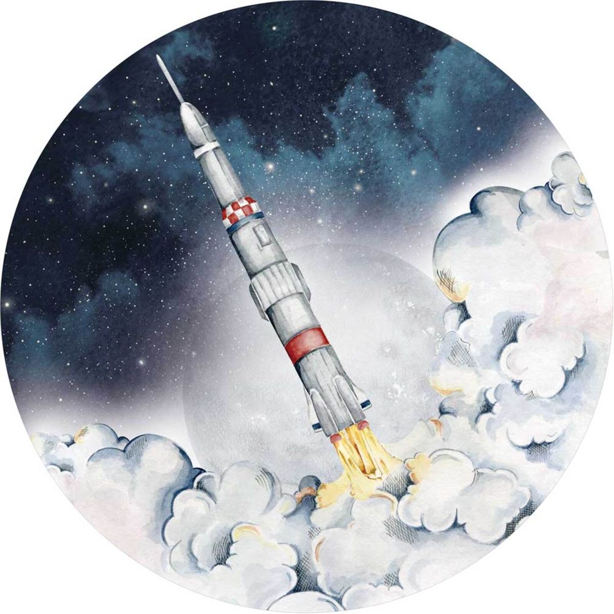 Sticker mural enfant Une fusée vers la lune