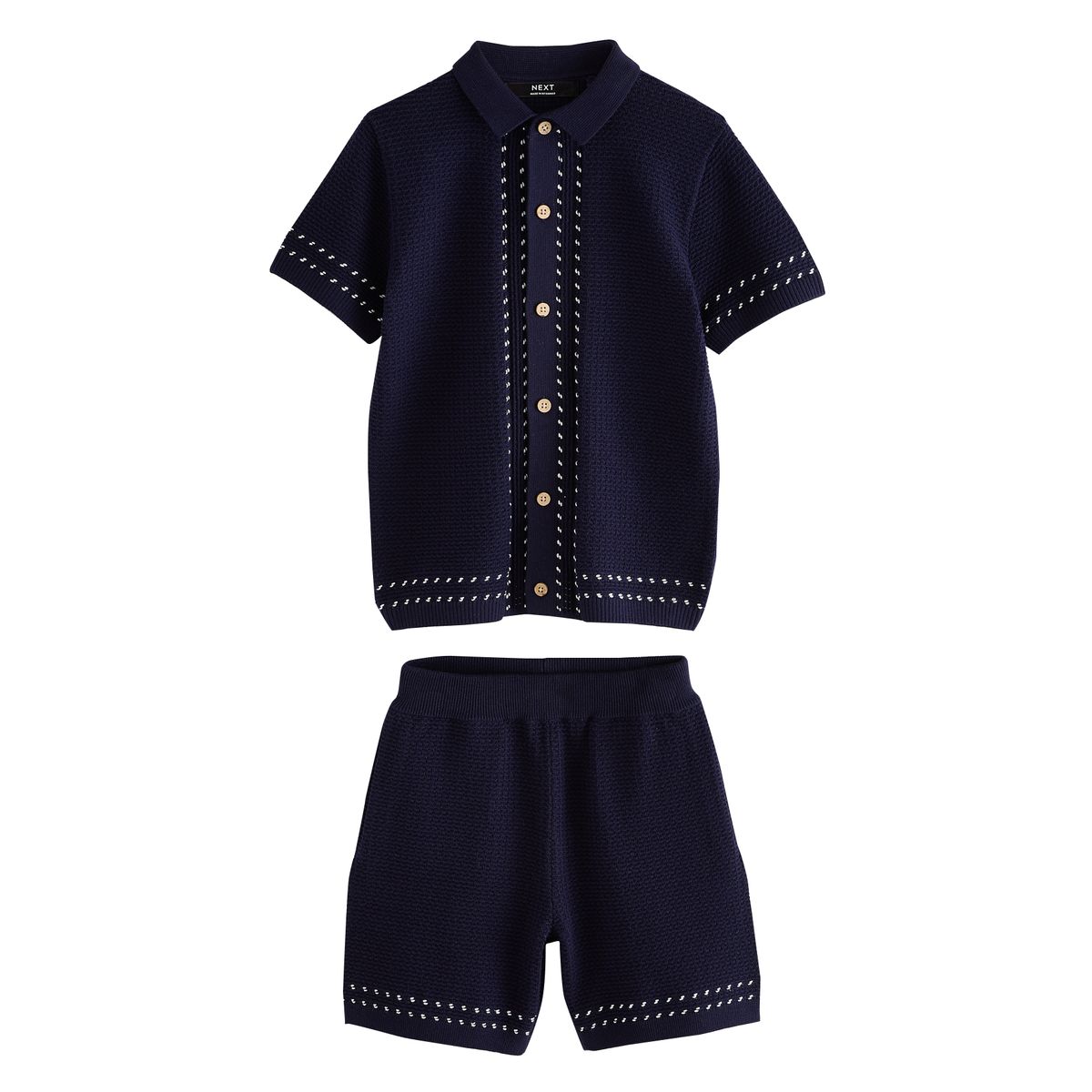 Polo en maille boutonné et short, NEXT