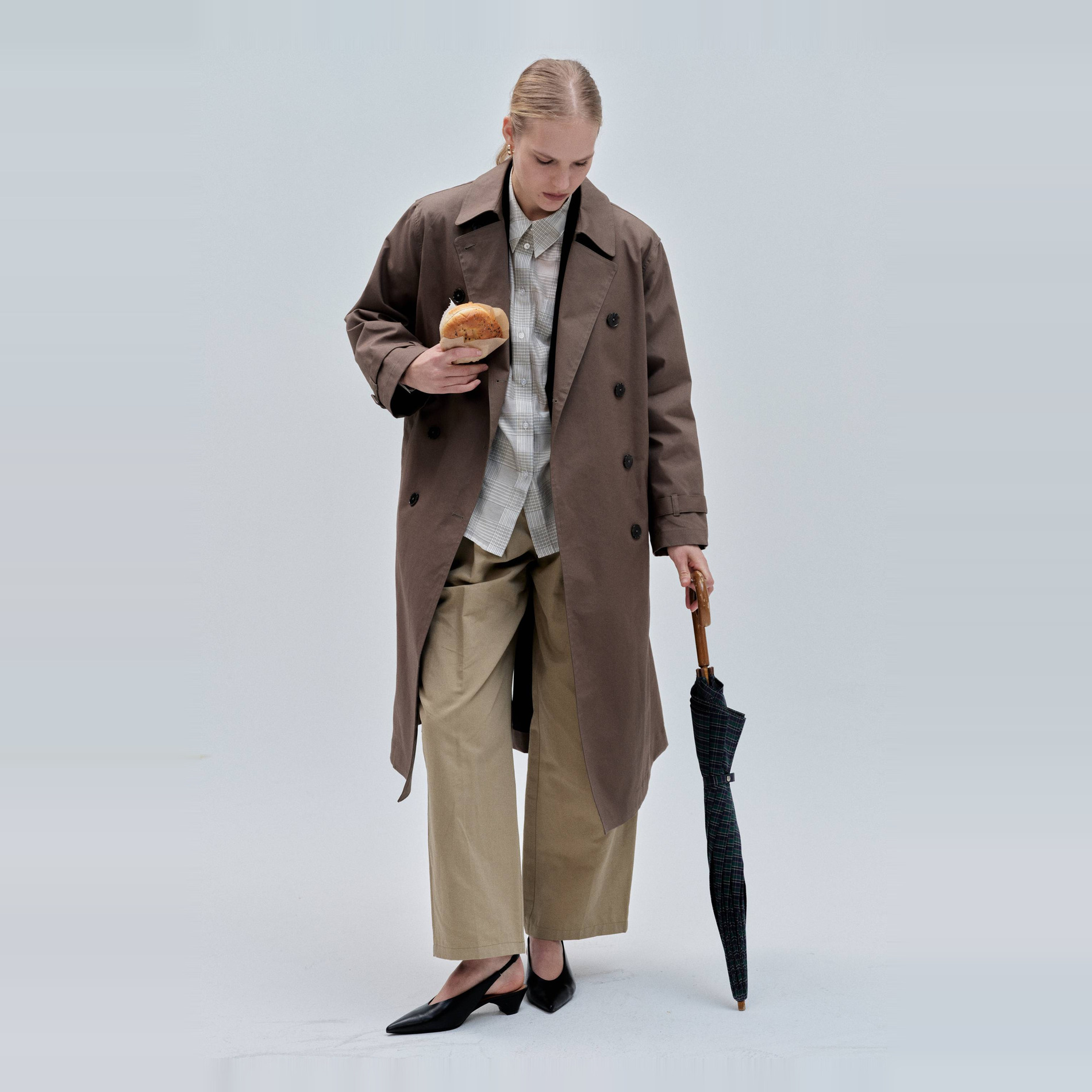 Trench long en coton, MONOPRIX