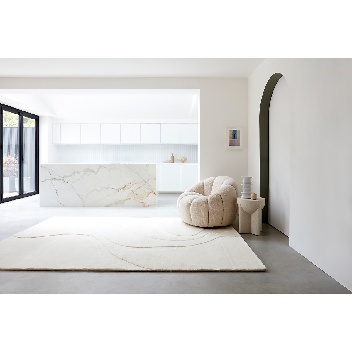 Premium Swirl Shapes Carved Rug in 100% Wool, ÉDITÉ
