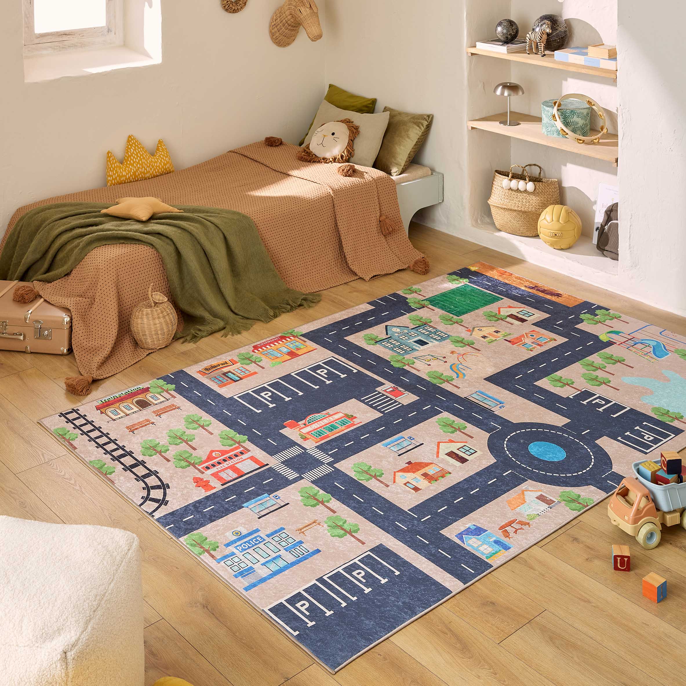 Tapis enfant lavable en machine, motif circuit HAPPY, NAZAR RUGS
