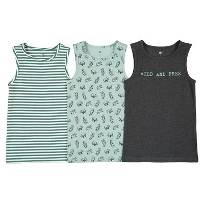 Pack of 3 Vest Tops in Cotton with Bear Print LA REDOUTE COLLECTIONS