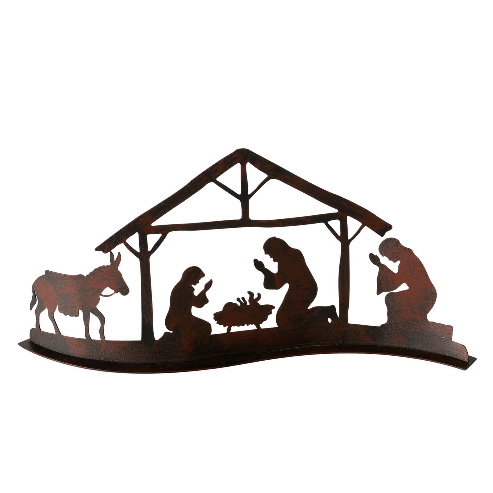 Crèche de Noël en métal ajouré marron 29x6x13.5cm, WADIGA