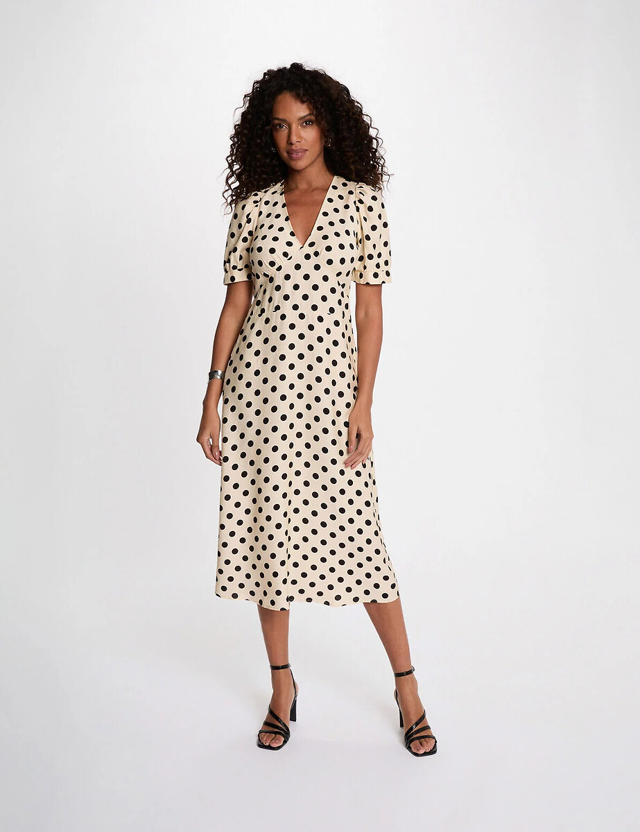 Robe longue à pois, manches courtes, MORGAN