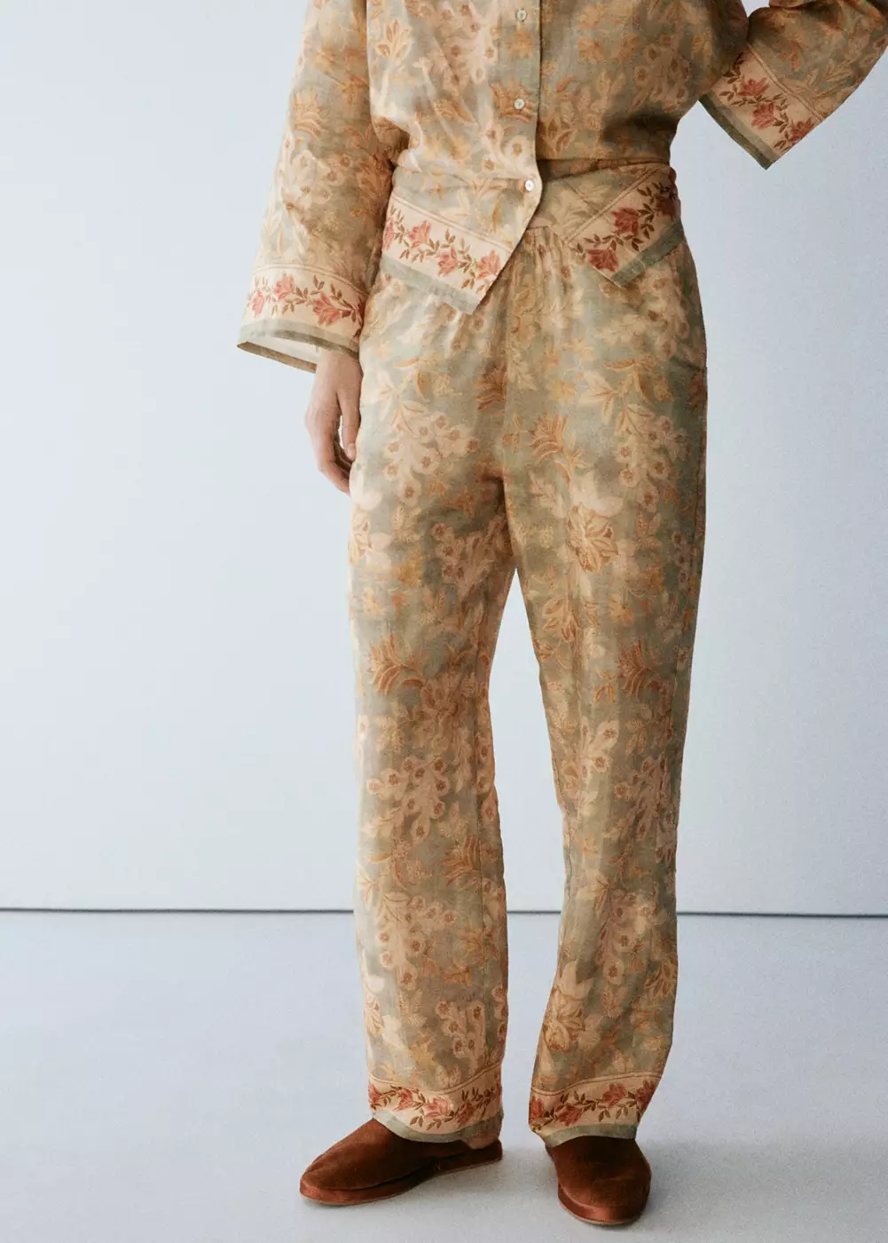 Pantalon imprimé floral, MANGO