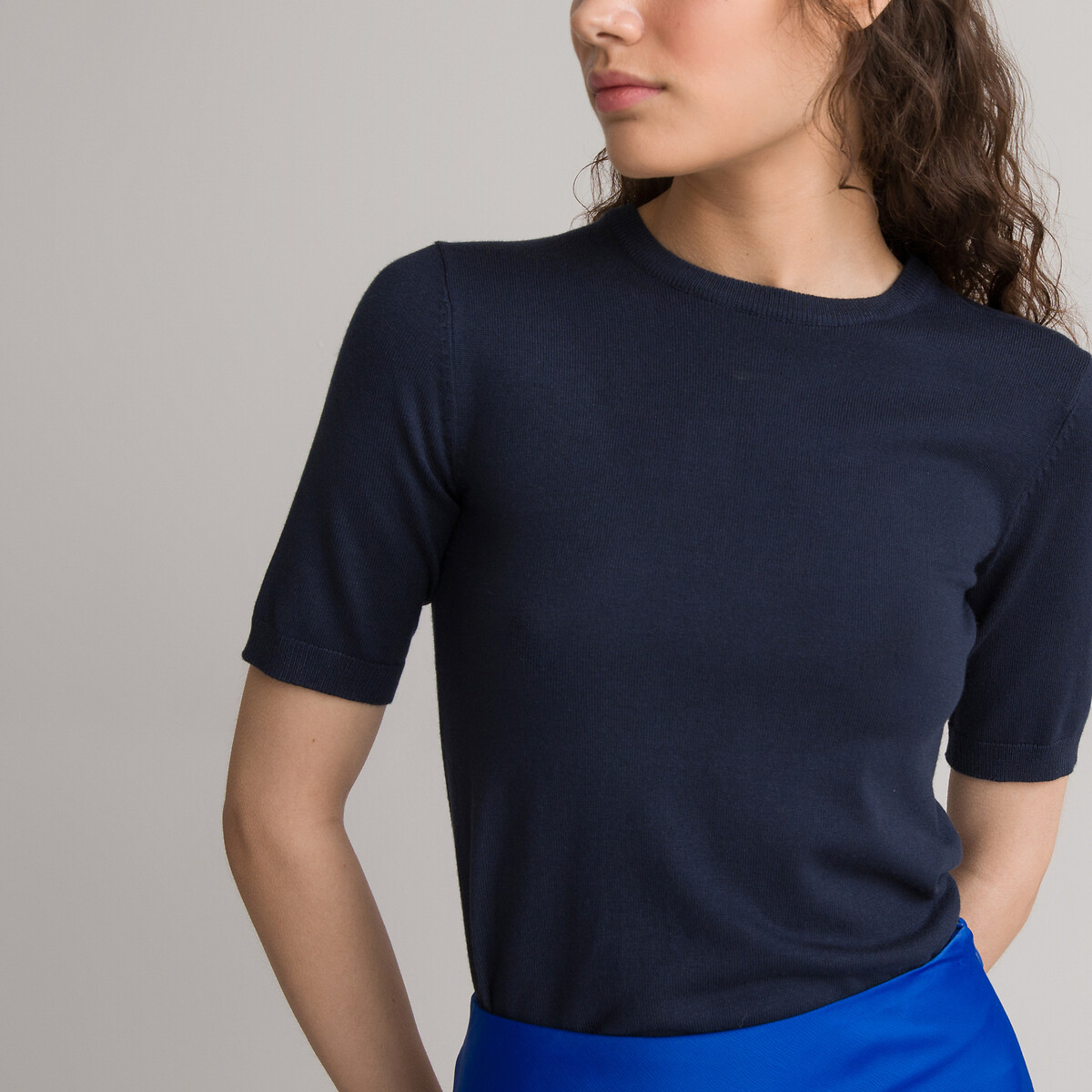 blue short sleeve jumper