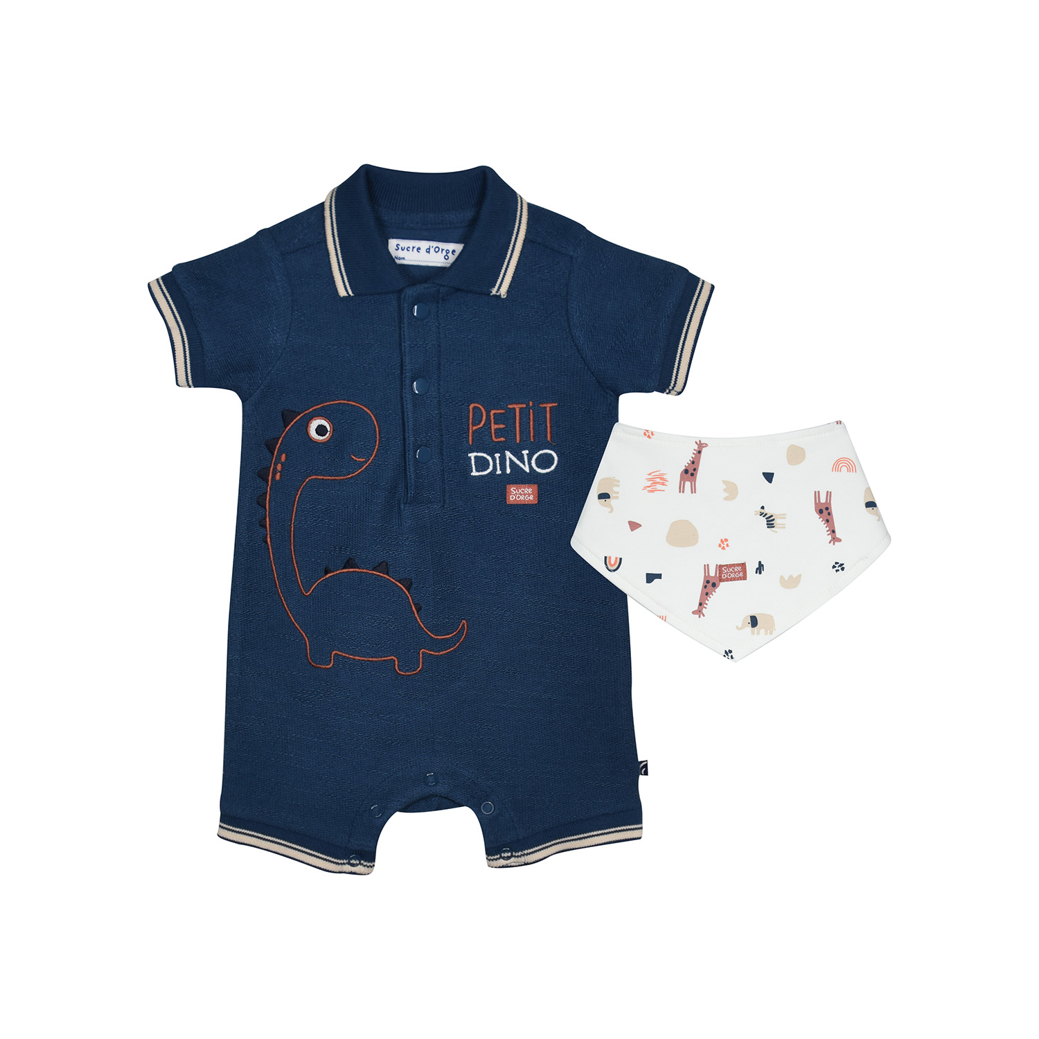 Combicourt bavoir gaby maille naissance, SUCRE D'ORGE