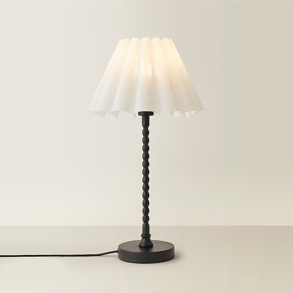 Max Bobble Table Lamp with Scallop Pleated Shade in Matte Black, SO'HOME