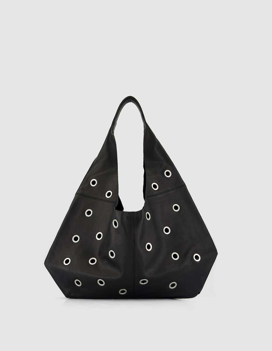 Leather Eyelet Detail Hobo Bag, IKKS