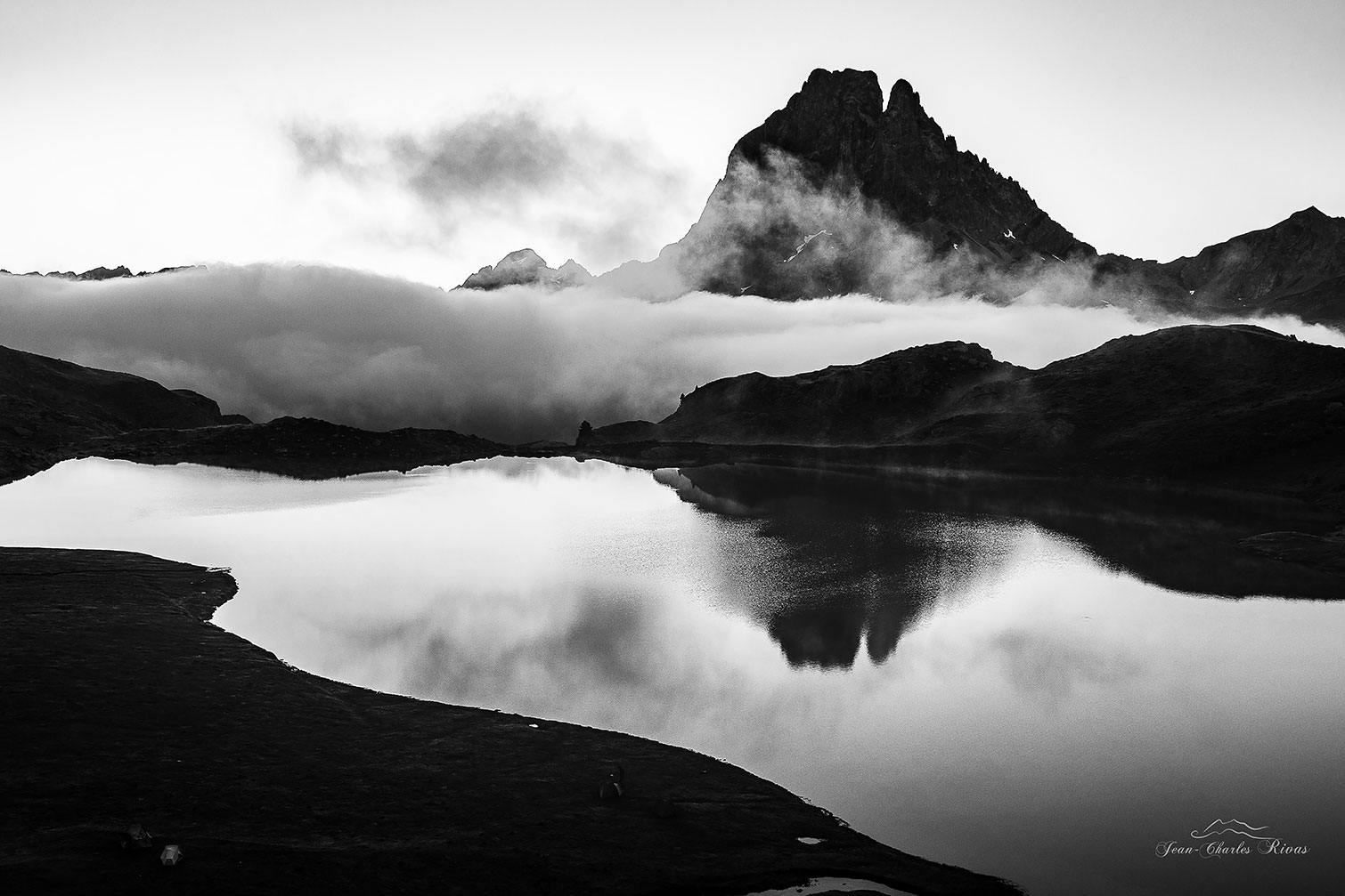 Tableau noir et blanc pic du midi d'ossau, HEXOA