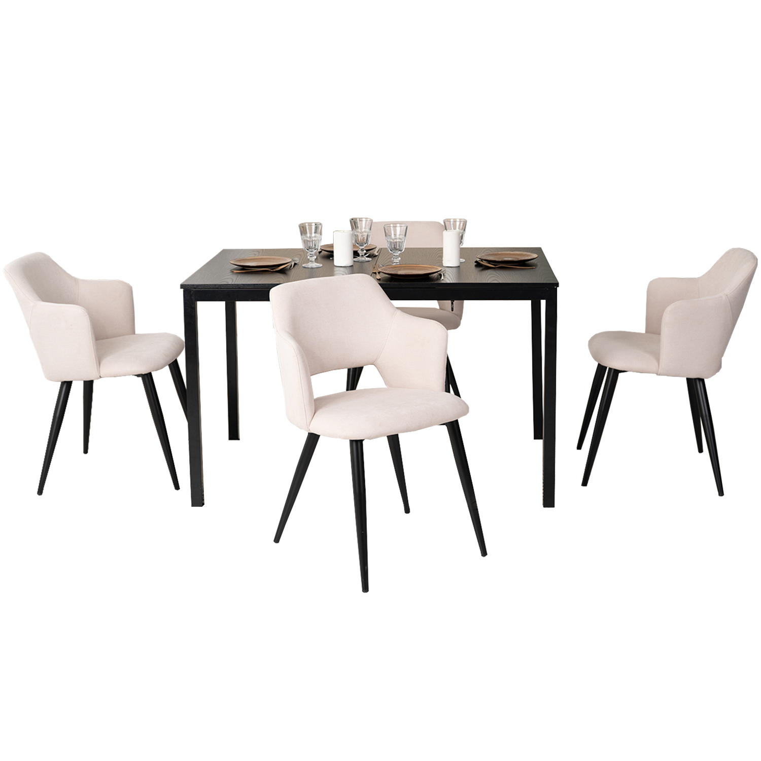Ensemble de table à manger extensible à allonge avec 4 chaises, BARI4PCSSET, MEUBLES COSY