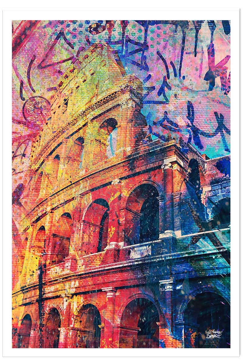 Tableau colisée popart et graffiti, HEXOA