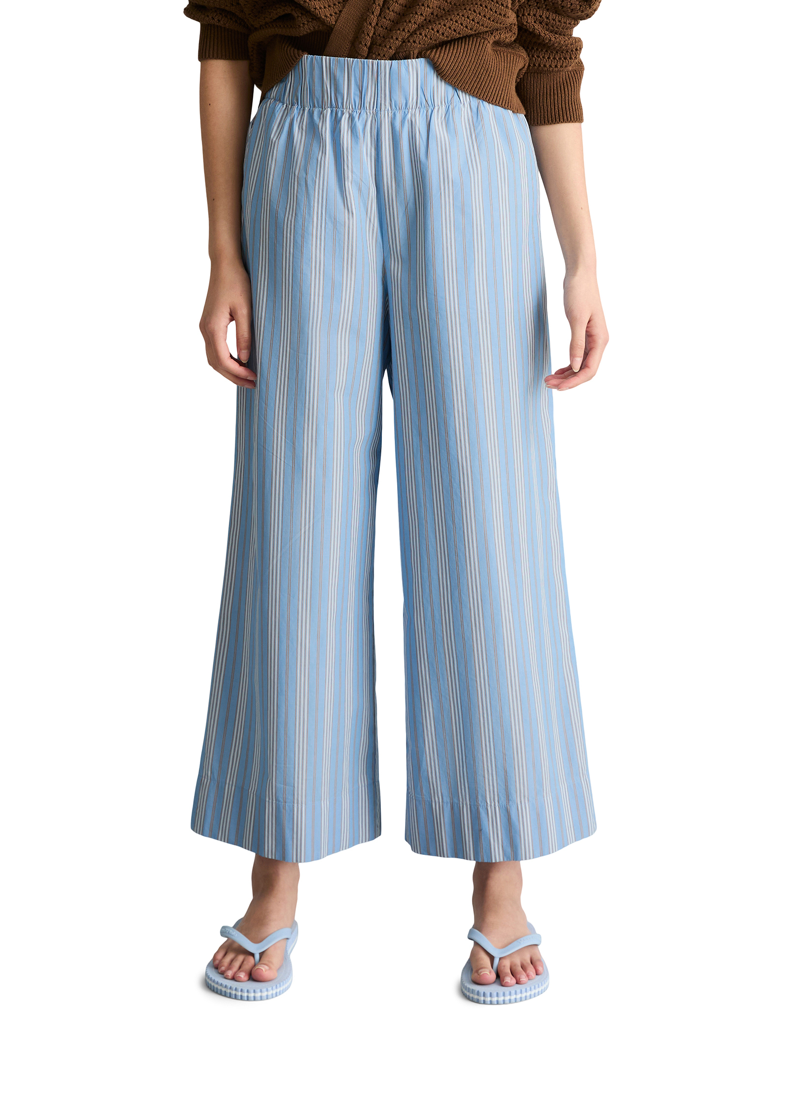 Culotte rayée cheville longue en popeline Papertouch, MARC O’POLO DENIM