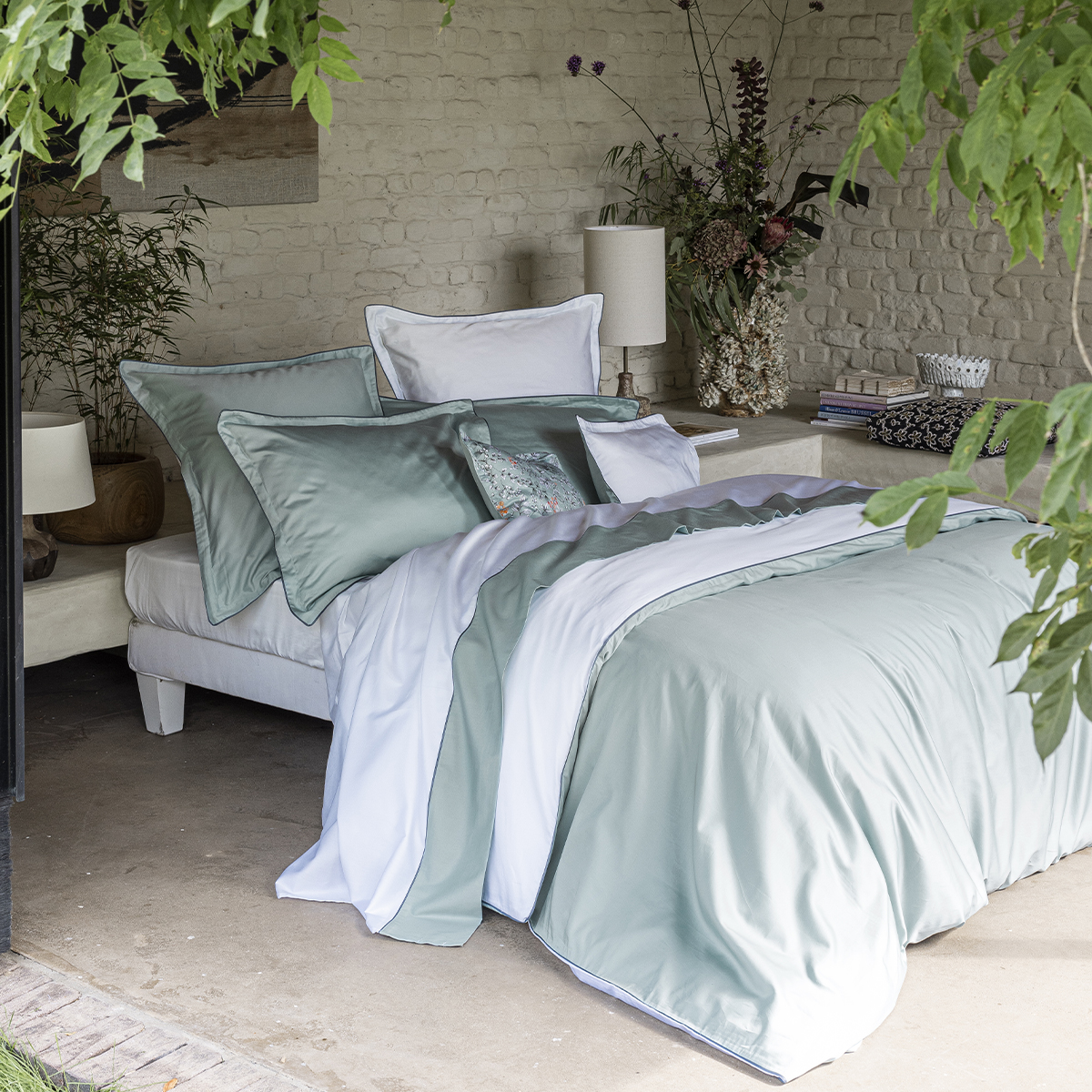 Housse de couette unie en satin de coton bio, NOBEL, ALEXANDRE TURPAULT