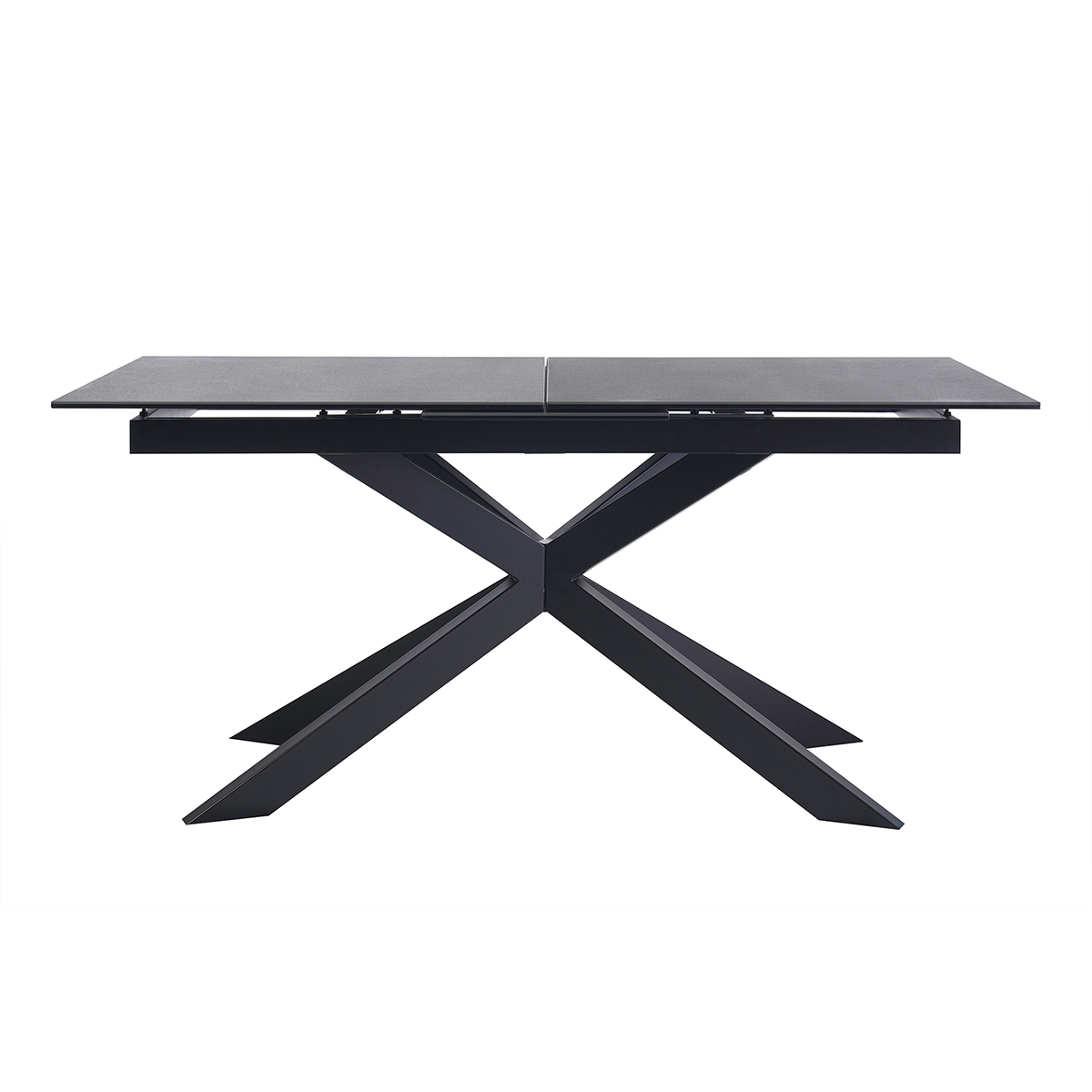 Table à manger extensible en céramique noire et métal L168-210 cm MELZA, MILIBOO
