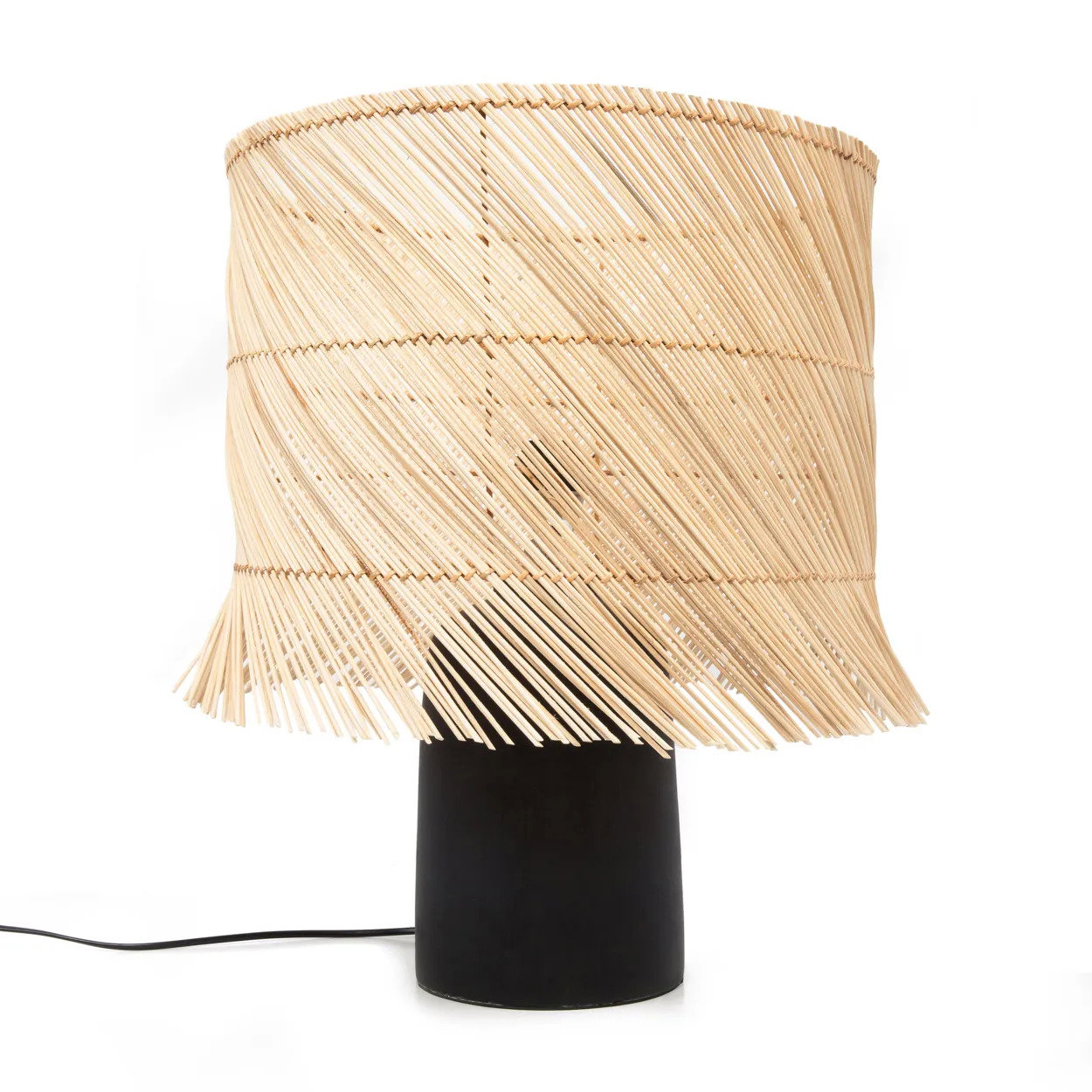 Lampe de table en terre cuite et raphia RATTAN, BAZAR BIZAR