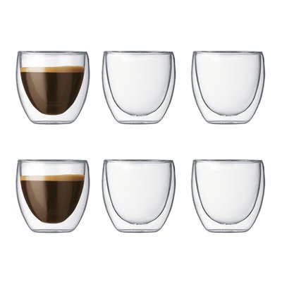 Set of 6 Pavina Double Walled Espresso Glasses 8cl / 0.08L BODUM