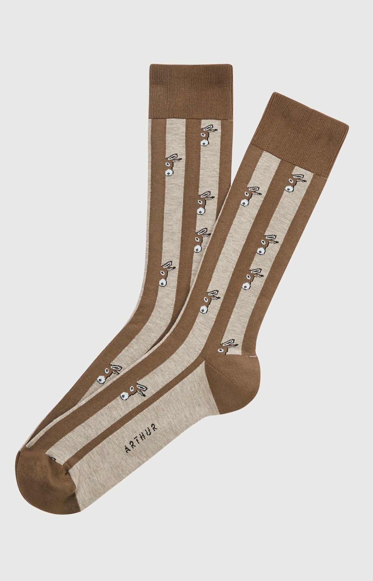 Chaussettes en coton imprimé Âne Beige, ARTHUR