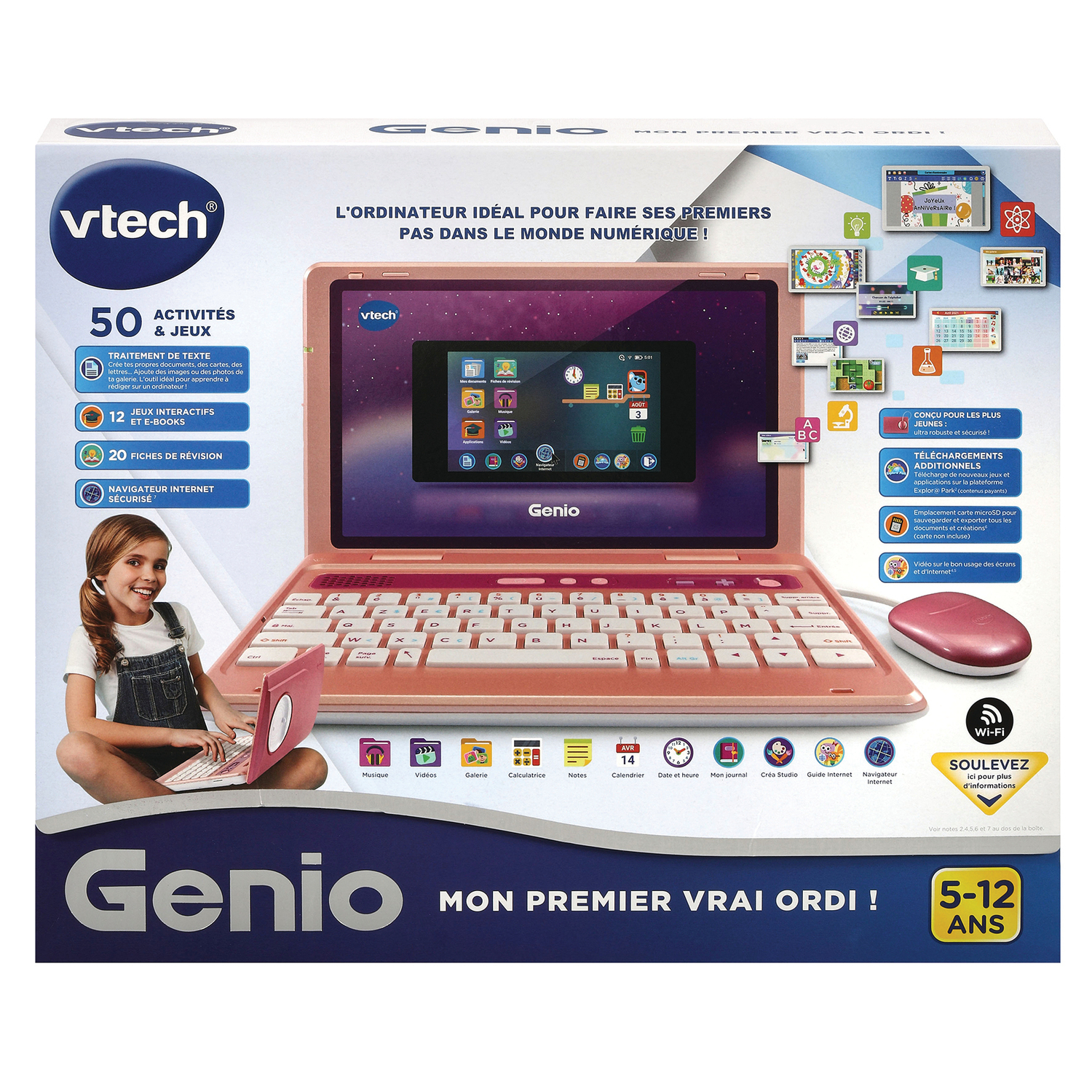 Ordinateur enfant Genio mon premier vrai ordi rose, VTECH