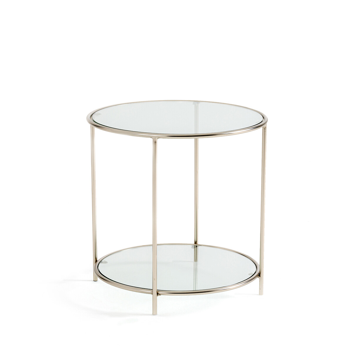 Product photograph of Sybil Round Satin Nickel End Table from La Redoute UK