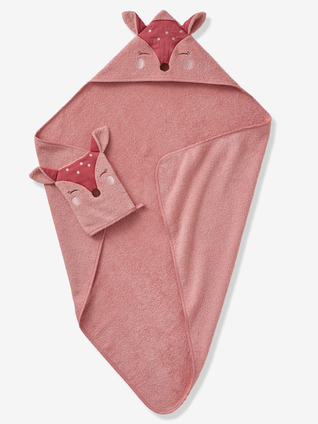 Cape de bain + gant Biche, VERTBAUDET