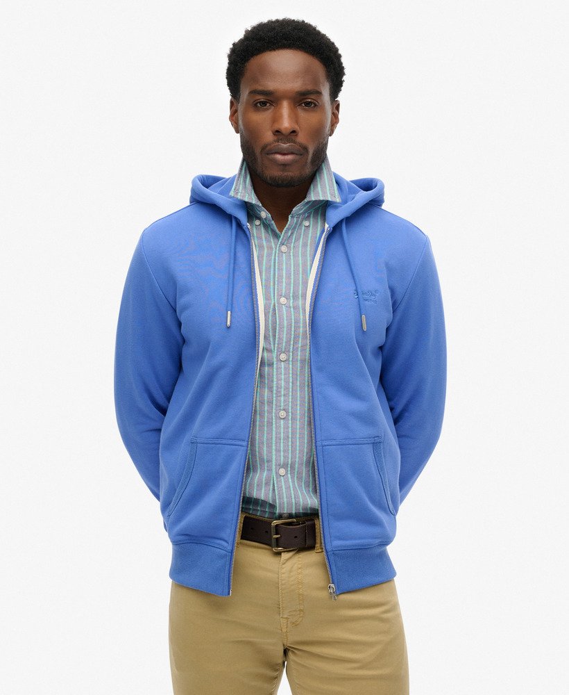 Sweat à capuche zippé Logo Essential mi-brossé, SUPERDRY