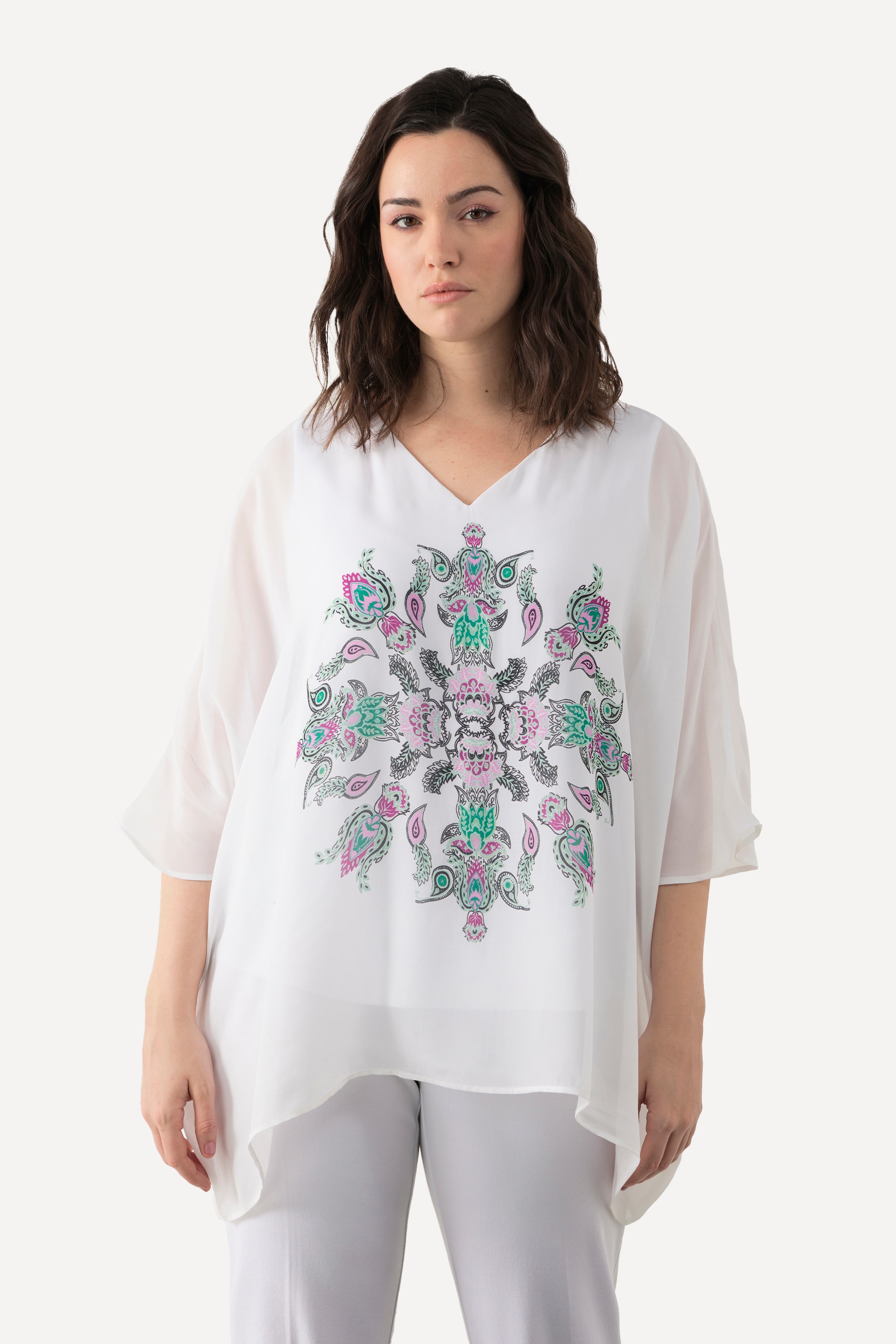 Tunique oversized à col V et manches courtes, ULLA POPKEN