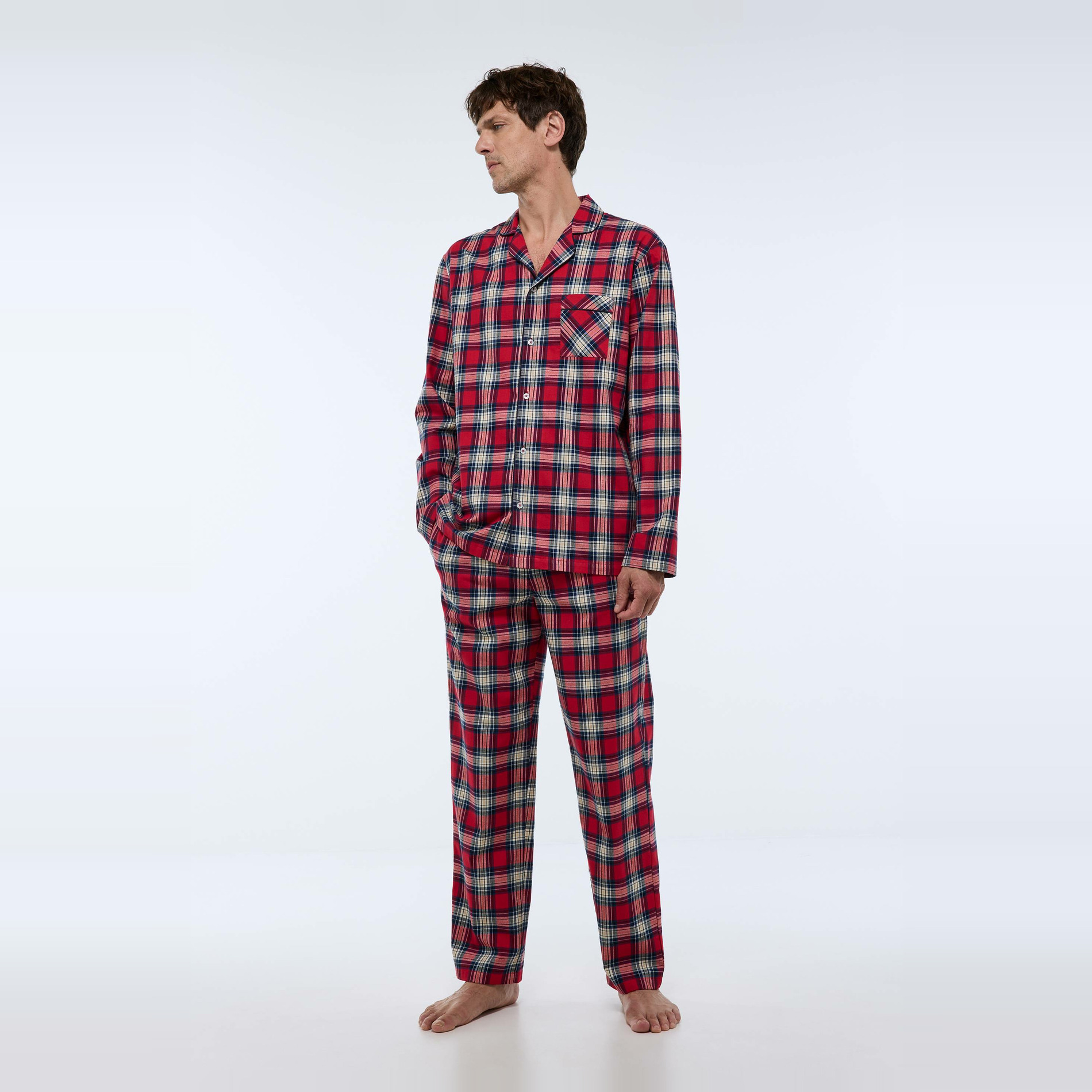 Pyjama manches longues et pantalon en flanelle., MONOPRIX