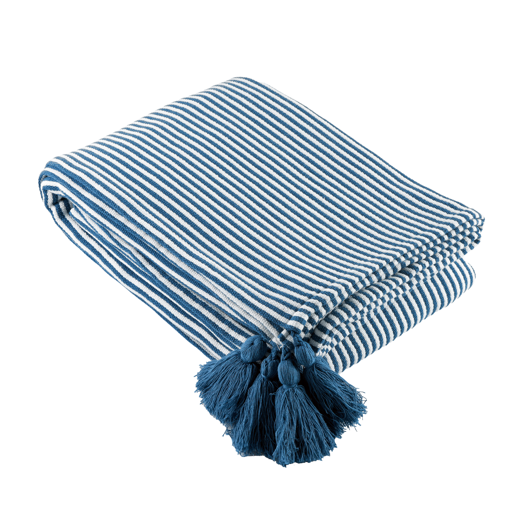 Plaid rayé à pompons, LINDER