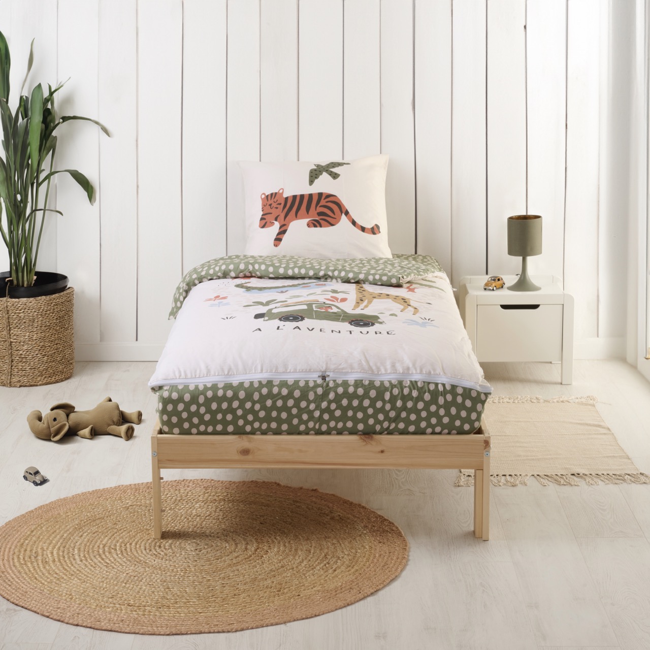 Caradou® sans couette Jungle Parure de lit enfant, BLEU CALIN