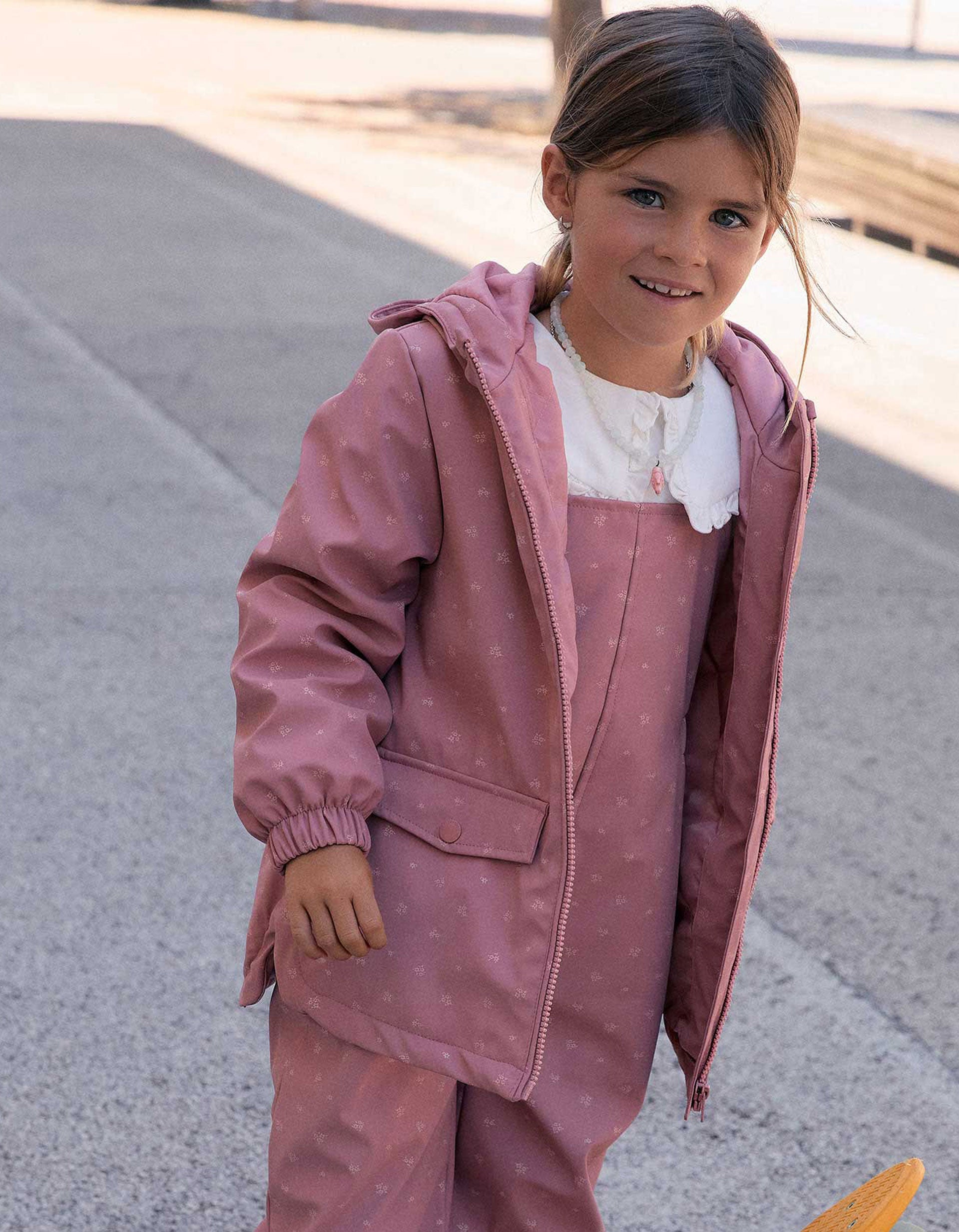 Parka en caoutchouc rembourrée avec capuche et imprimé floral, ZIPPY