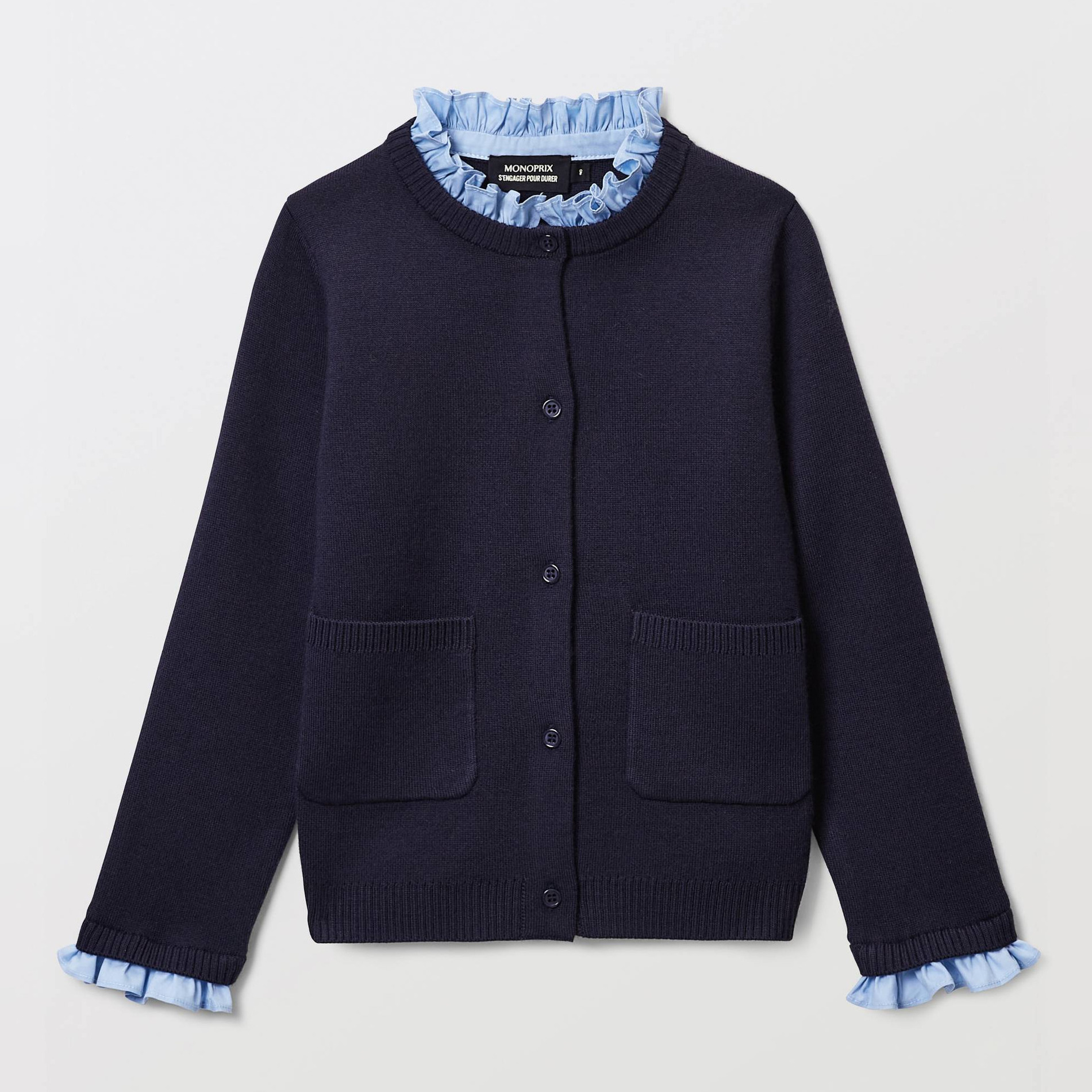 Pull avec col et poignets de chemise contenant de la laine, MONOPRIX
