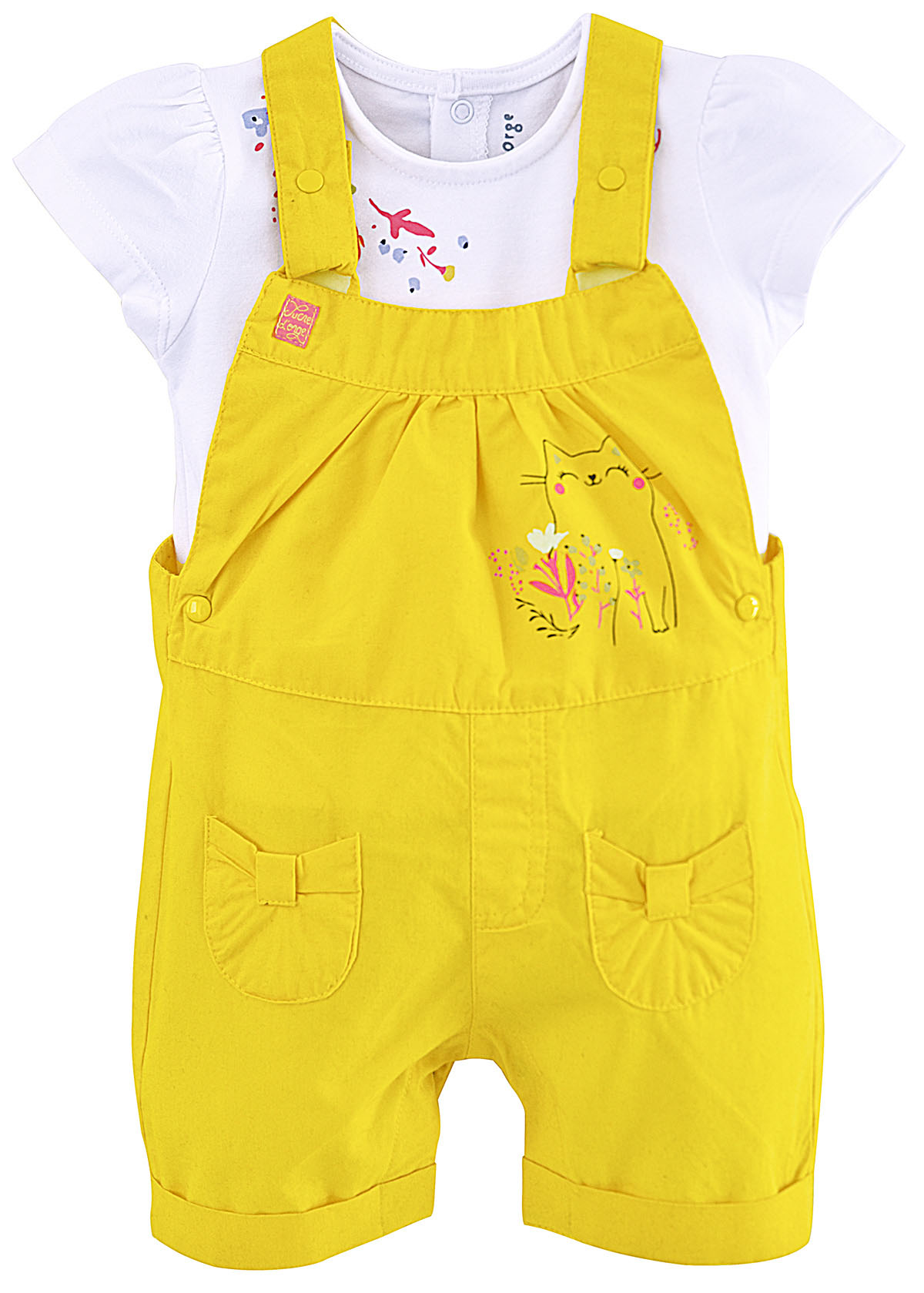 Ensemble t shirt et salopette courte bebe fille, SUCRE D'ORGE
